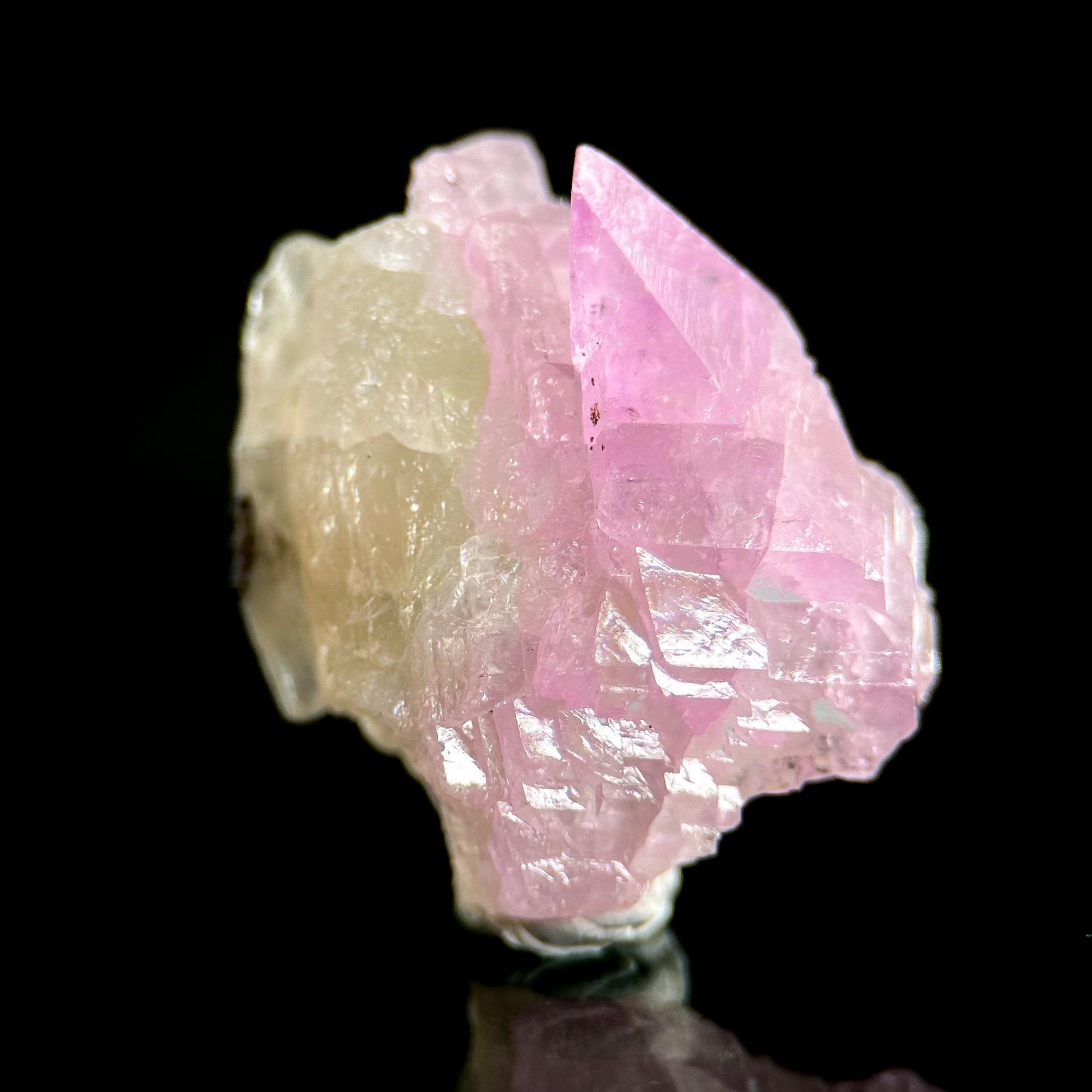 Gem Cobaltoan Calcite | translucent pink cobaltoan crystal cluster, mineral specimen