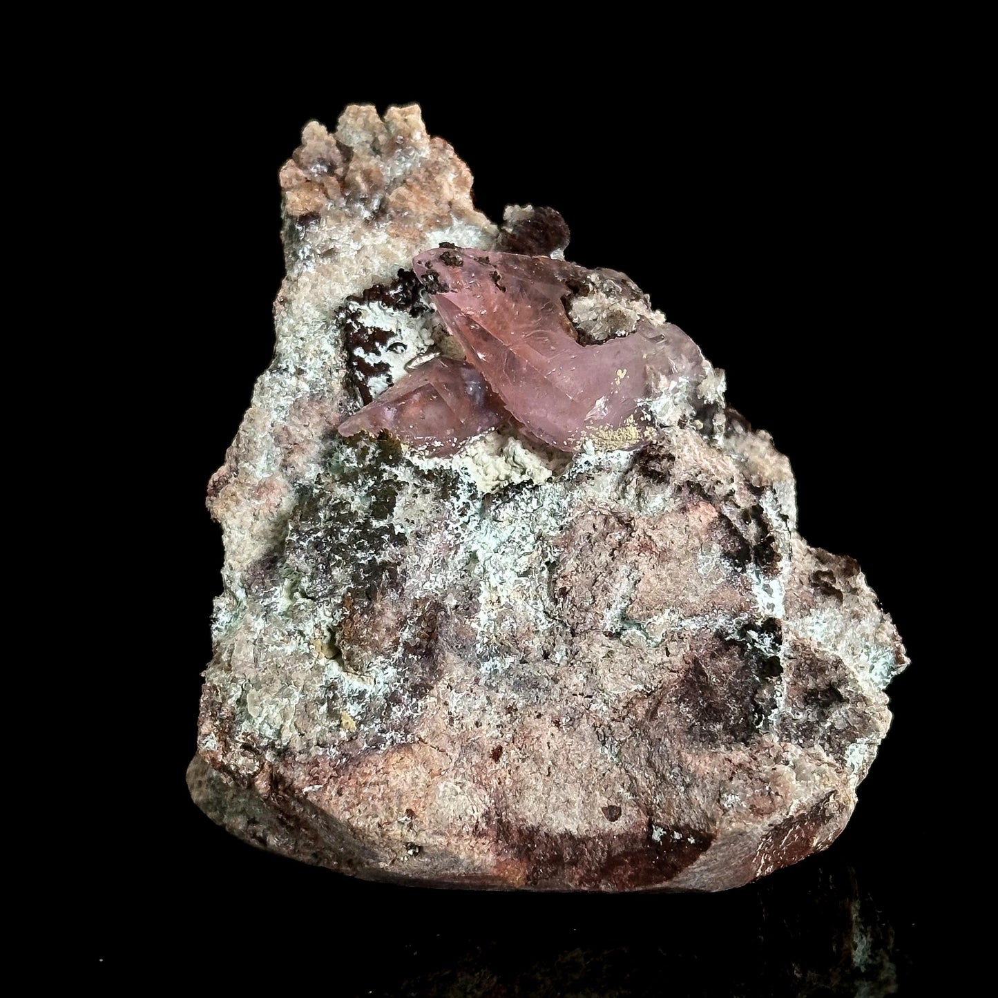 Gem Cobaltoan Calcite with Bisbeeite | translucent pink crystal cluster, mineral specimen
