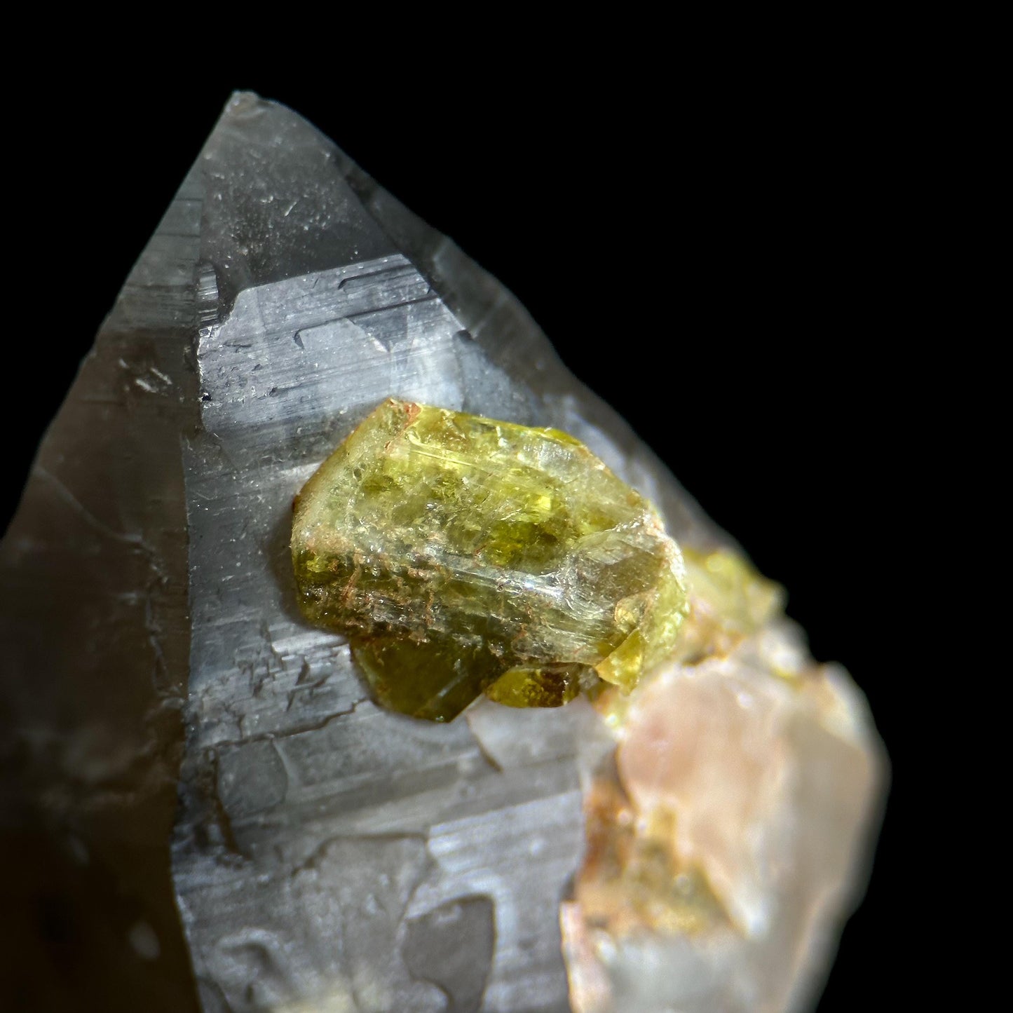Chrysoberyl on Smoky Quartz | Yellow Crystal, Rare Mineral Specimen from Madagascar