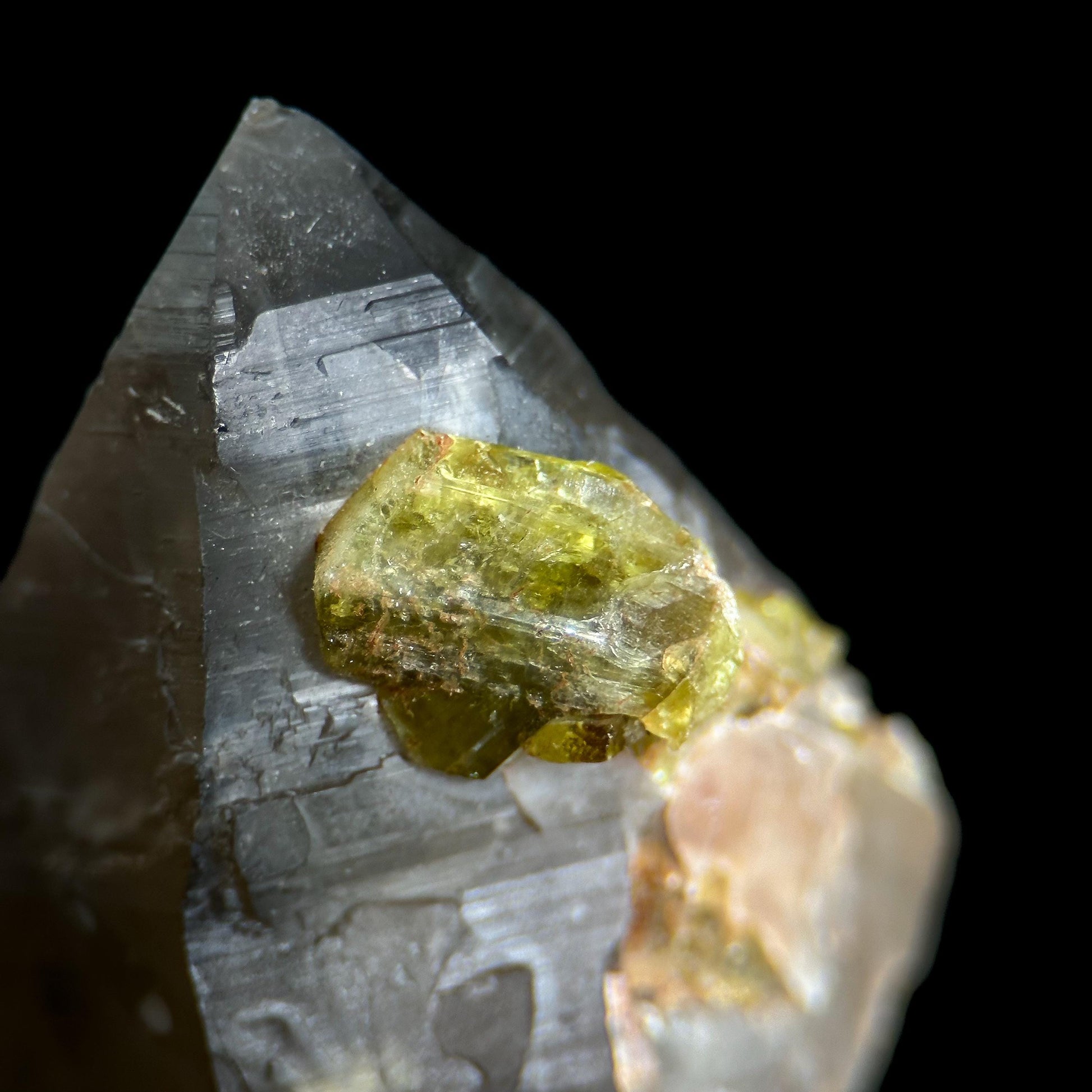 Chrysoberyl on Smoky Quartz | Yellow Crystal, Rare Mineral Specimen from Madagascar