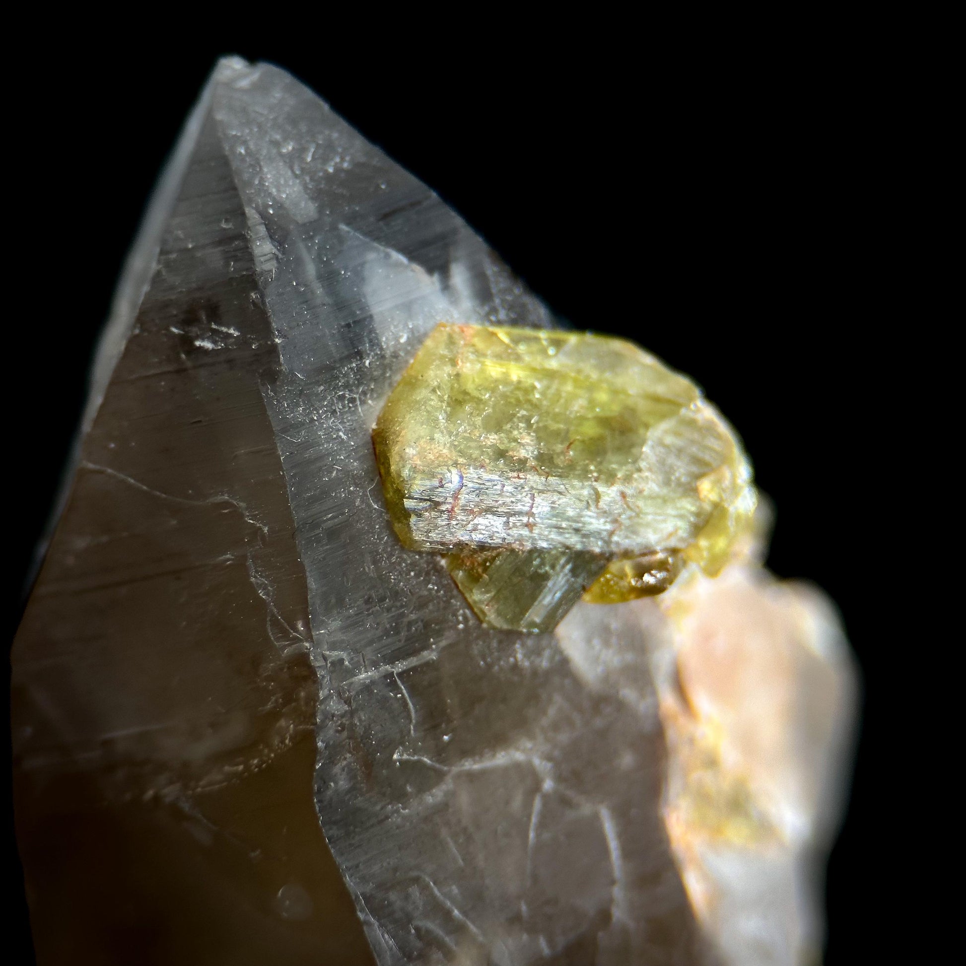 Chrysoberyl on Smoky Quartz | Yellow Crystal, Rare Mineral Specimen from Madagascar