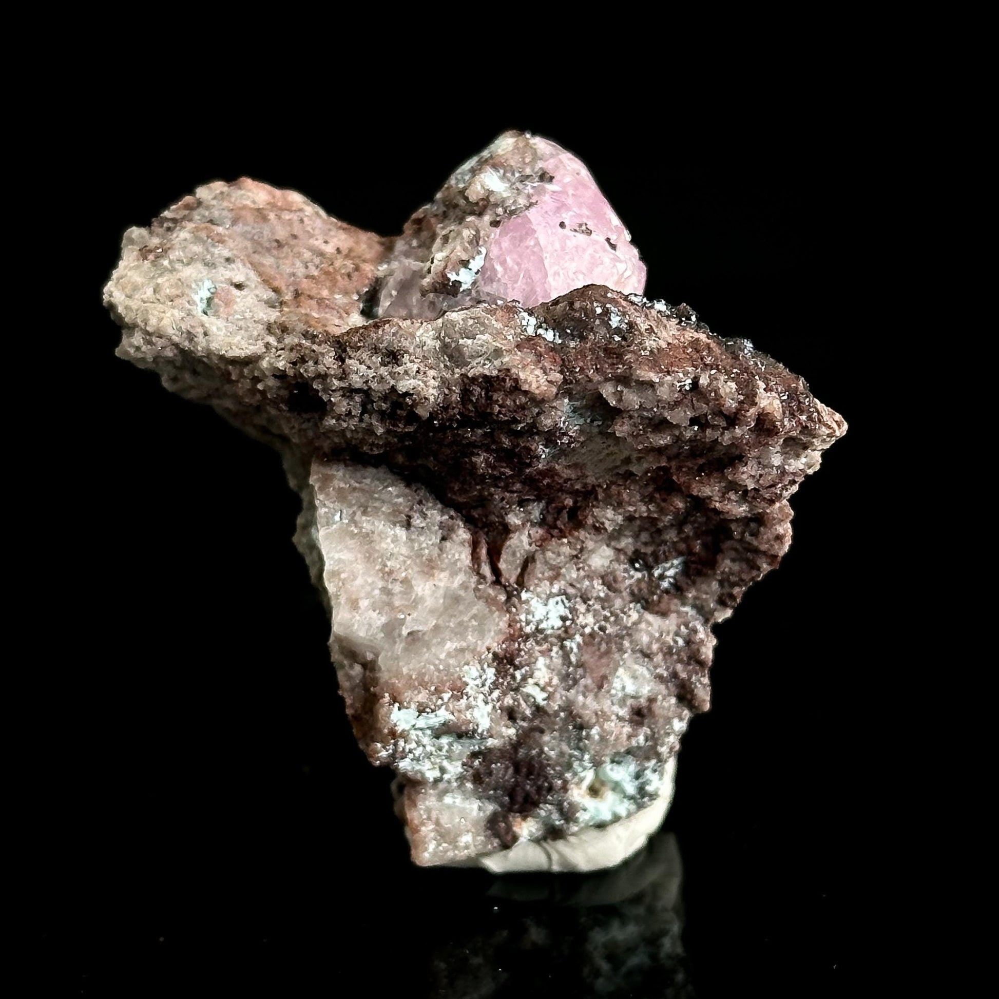Gem Cobaltoan Calcite with Bisbeeite | translucent pink crystal cluster, mineral specimen