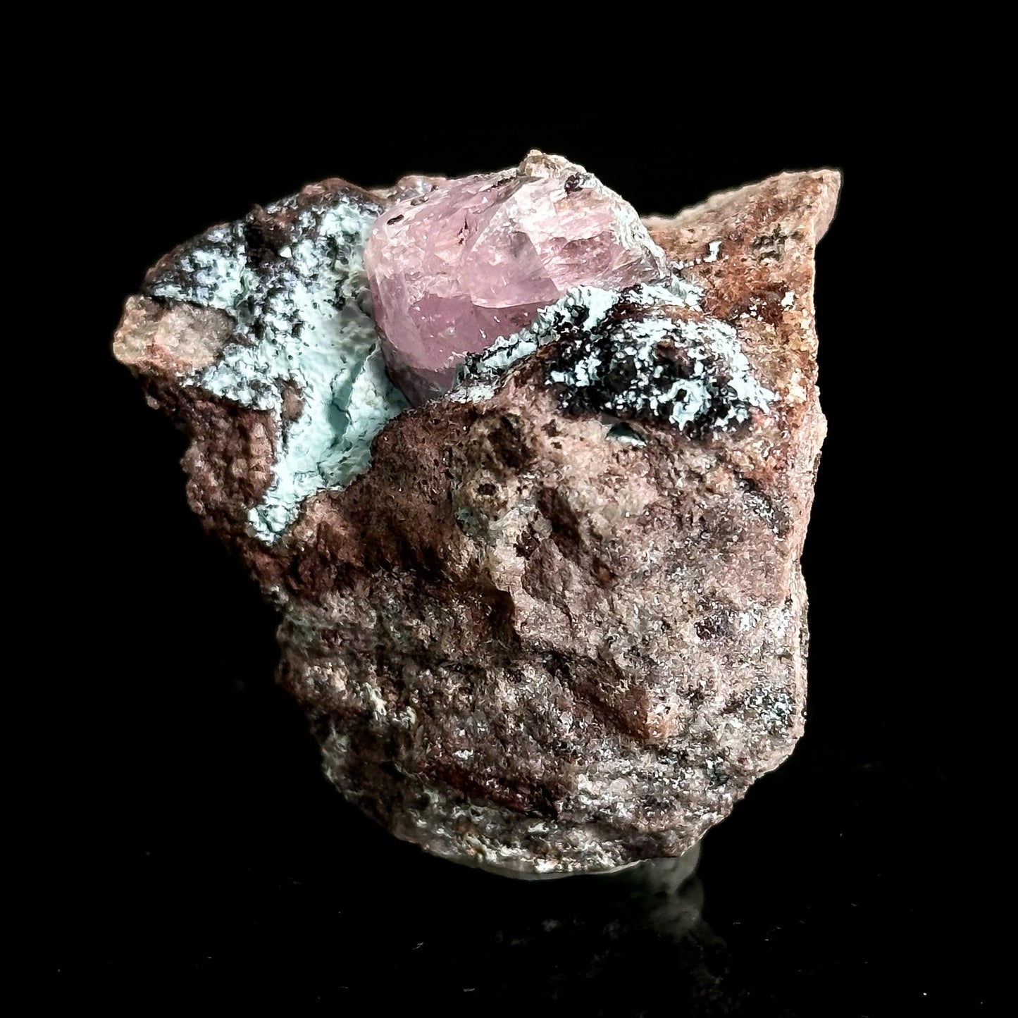 Gem Cobaltoan Calcite with Bisbeeite | translucent pink crystal cluster, mineral specimen