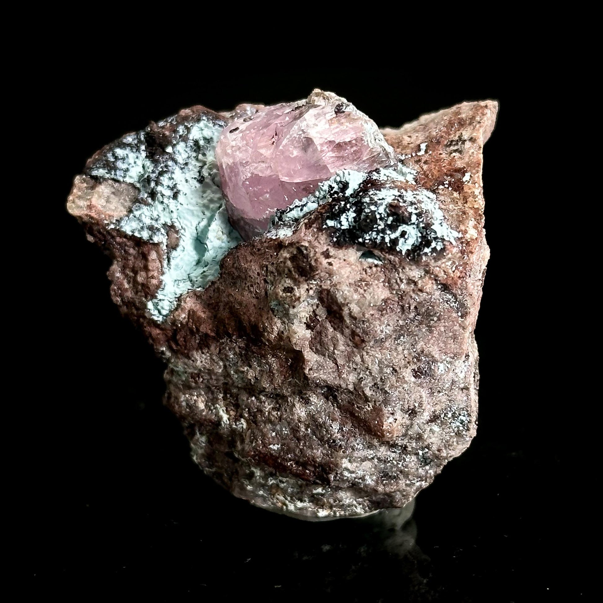 Gem Cobaltoan Calcite with Bisbeeite | translucent pink crystal cluster, mineral specimen