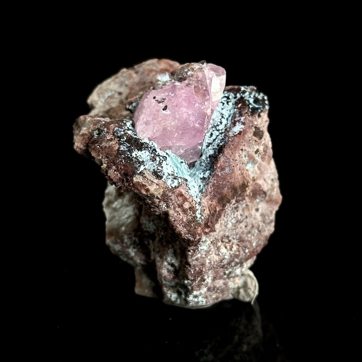 Gem Cobaltoan Calcite with Bisbeeite | translucent pink crystal cluster, mineral specimen
