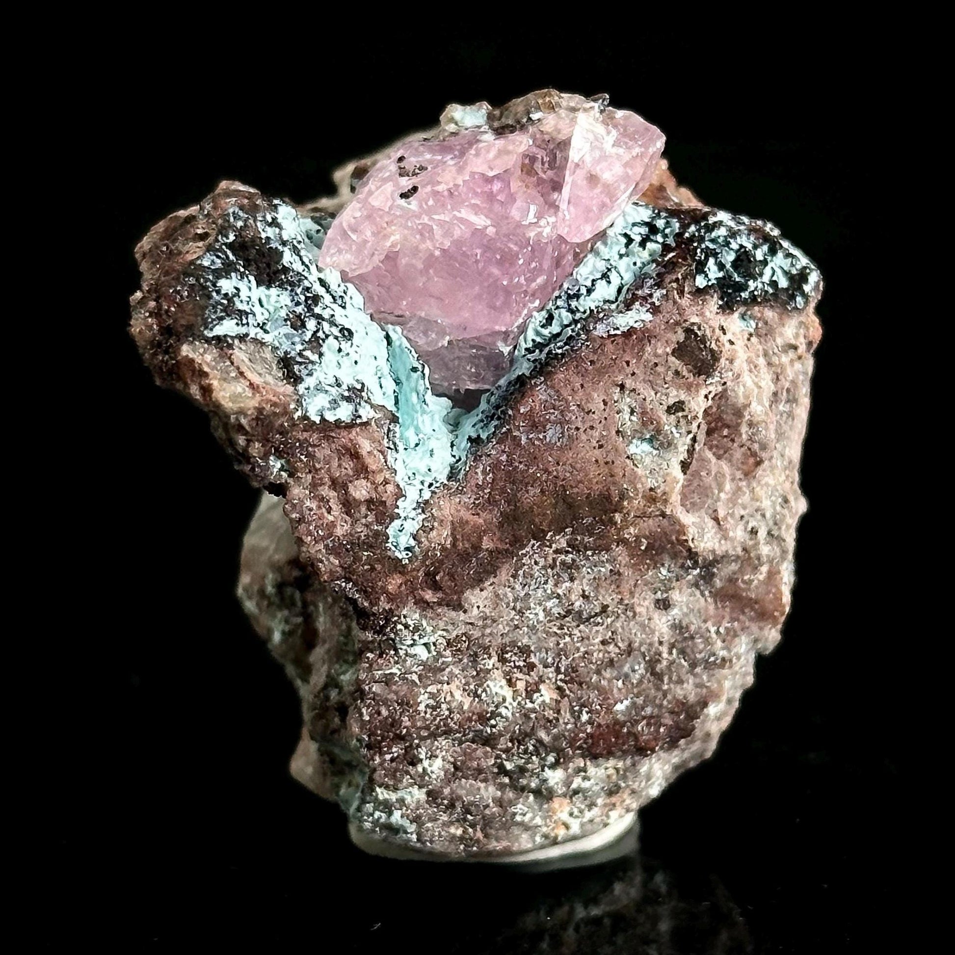 Gem Cobaltoan Calcite with Bisbeeite | translucent pink crystal cluster, mineral specimen