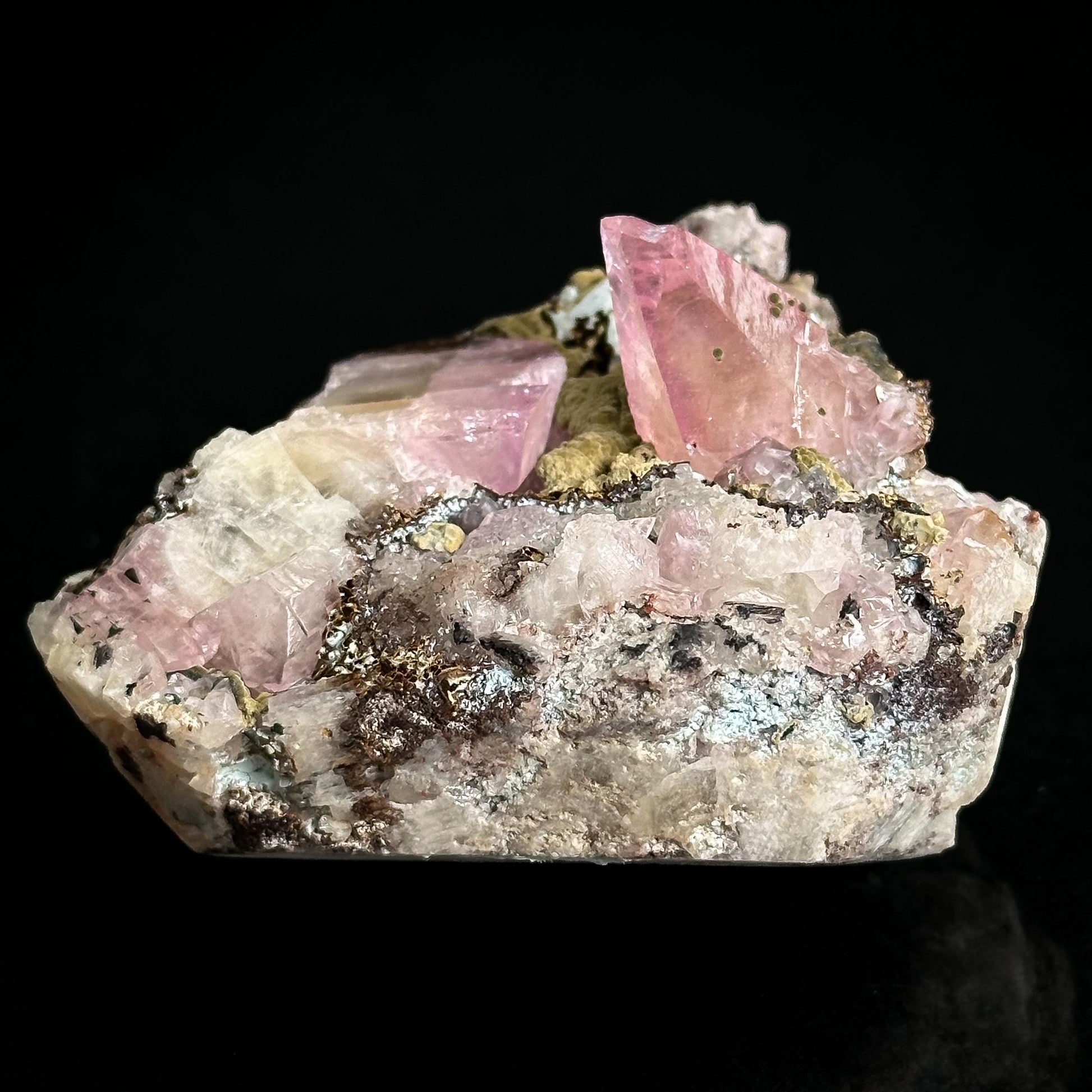 Gem Cobaltoan Calcite with Kolwezite | translucent pink crystal cluster, rare mineral specimen