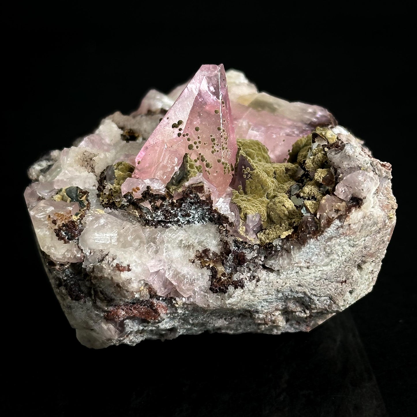 Gem Cobaltoan Calcite with Kolwezite | translucent pink crystal cluster, rare mineral specimen