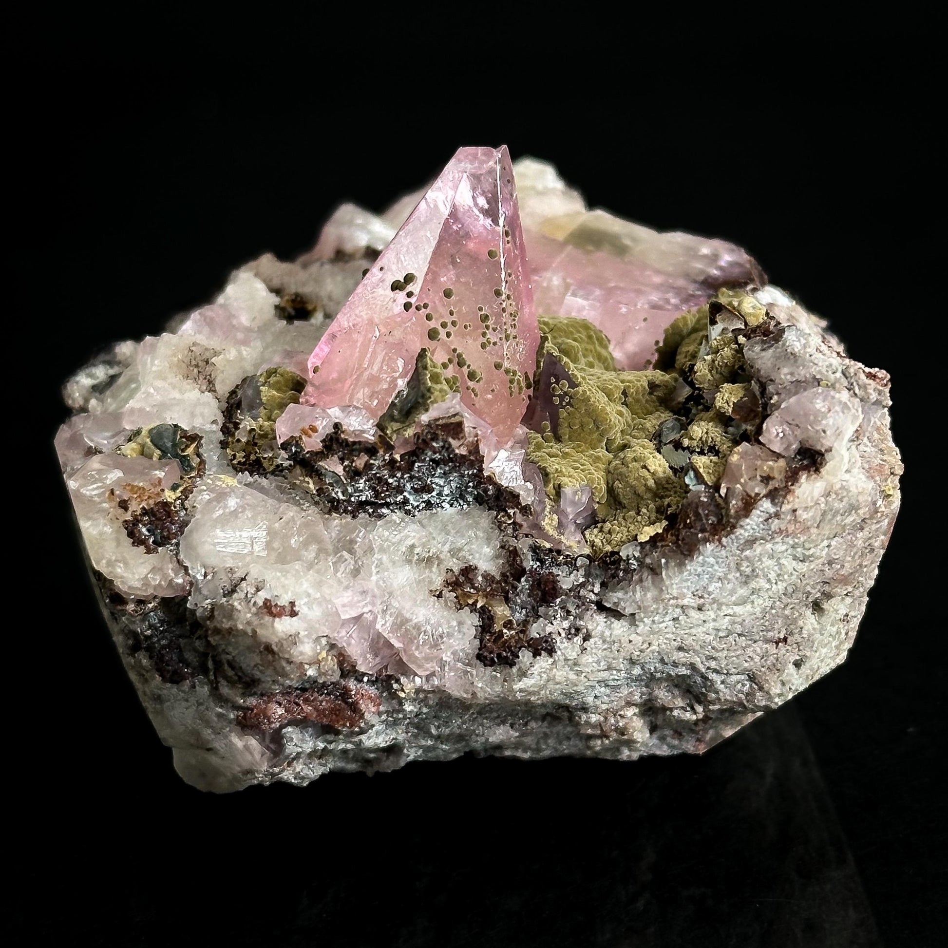 Gem Cobaltoan Calcite with Kolwezite | translucent pink crystal cluster, rare mineral specimen