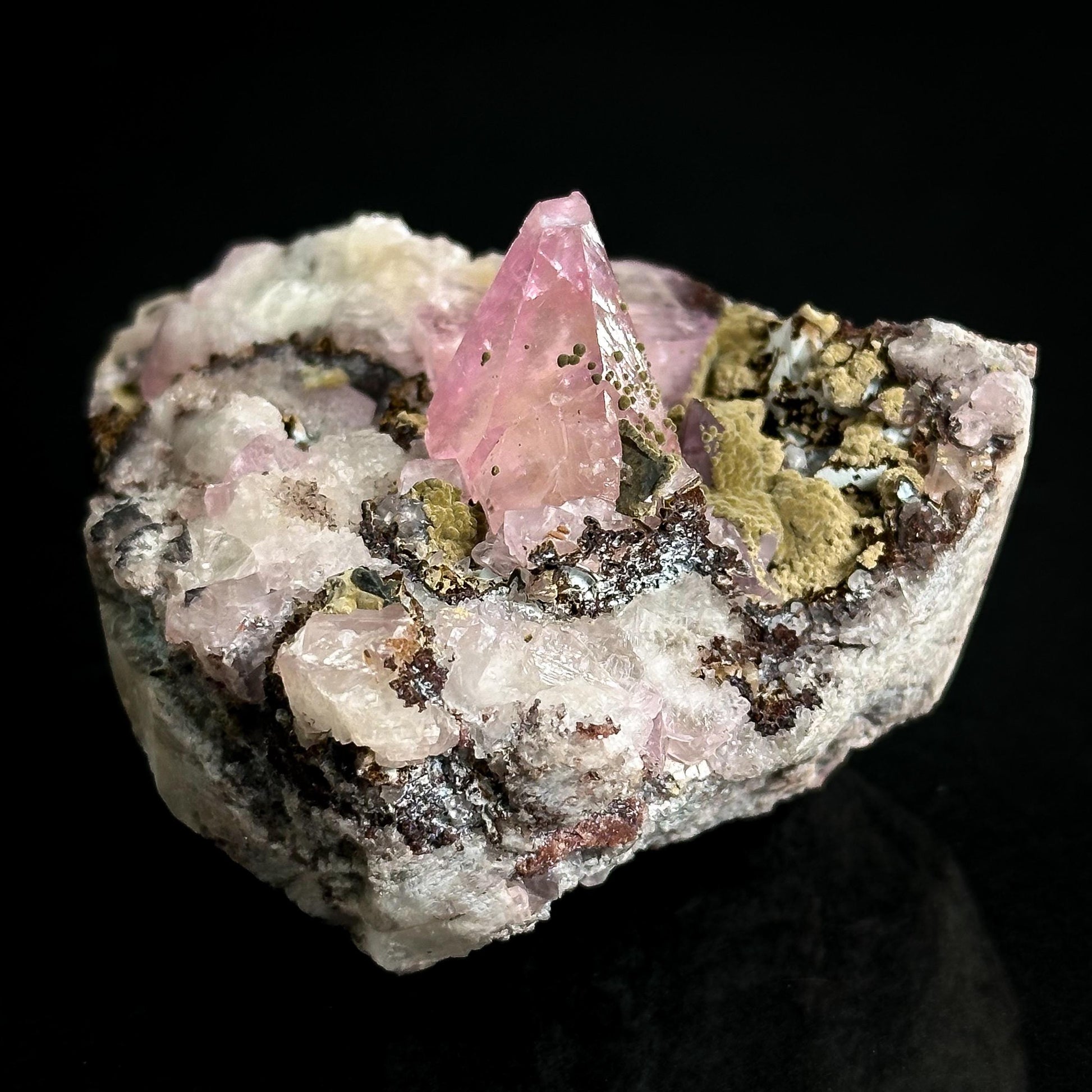 Gem Cobaltoan Calcite with Kolwezite | translucent pink crystal cluster, rare mineral specimen
