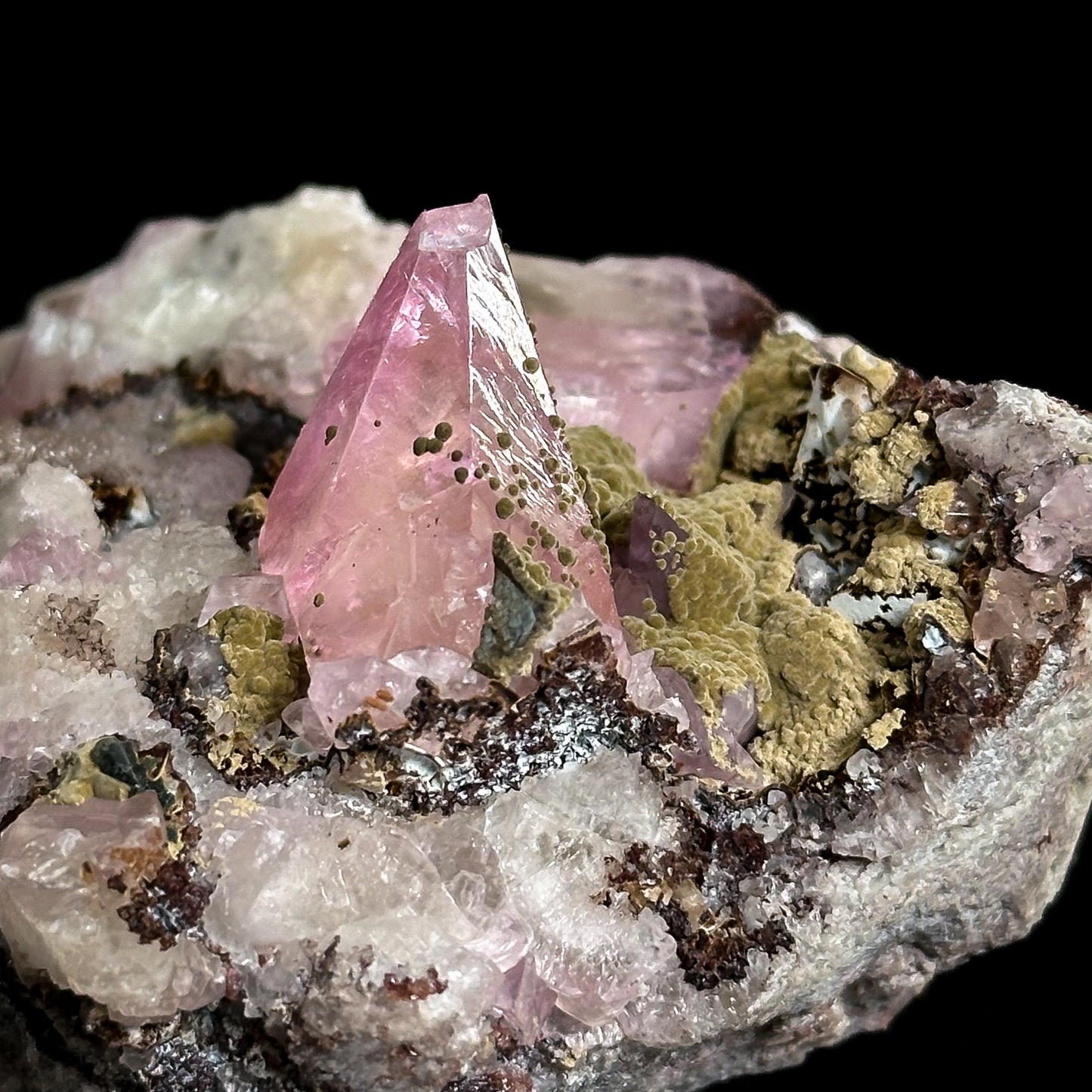 Gem Cobaltoan Calcite with Kolwezite | translucent pink crystal cluster, rare mineral specimen