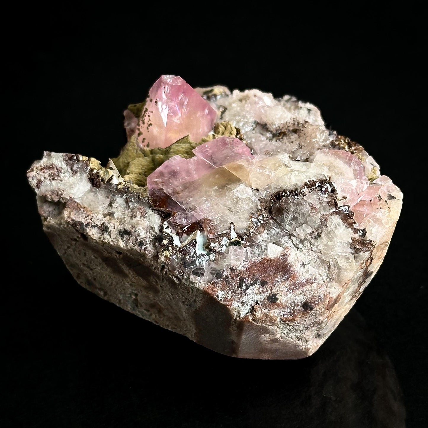 Gem Cobaltoan Calcite with Kolwezite | translucent pink crystal cluster, rare mineral specimen