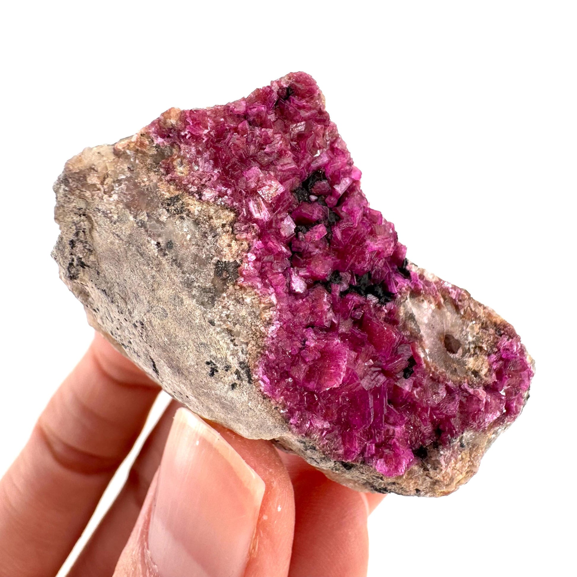 Cobaltoan Calcite | natural pink crystal cluster, mineral specimen