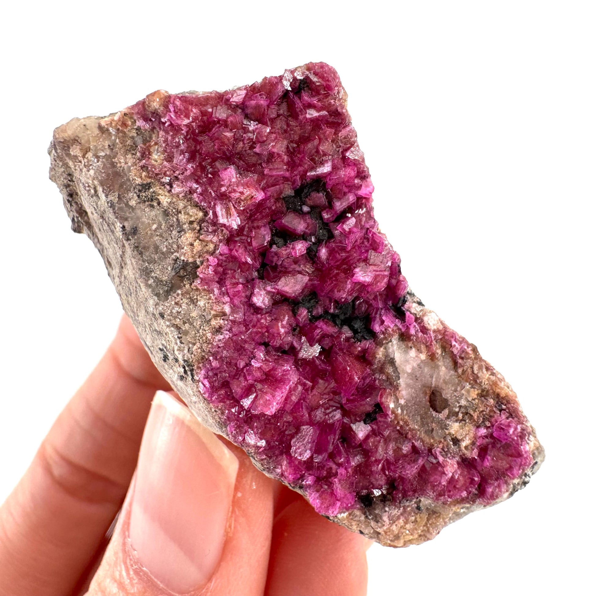Cobaltoan Calcite | natural pink crystal cluster, mineral specimen
