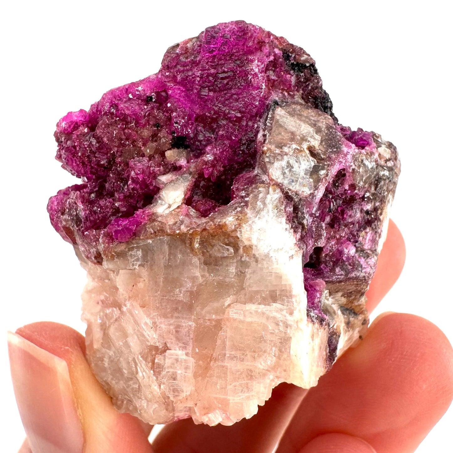Cobaltoan Calcite | natural pink crystal cluster, mineral specimen