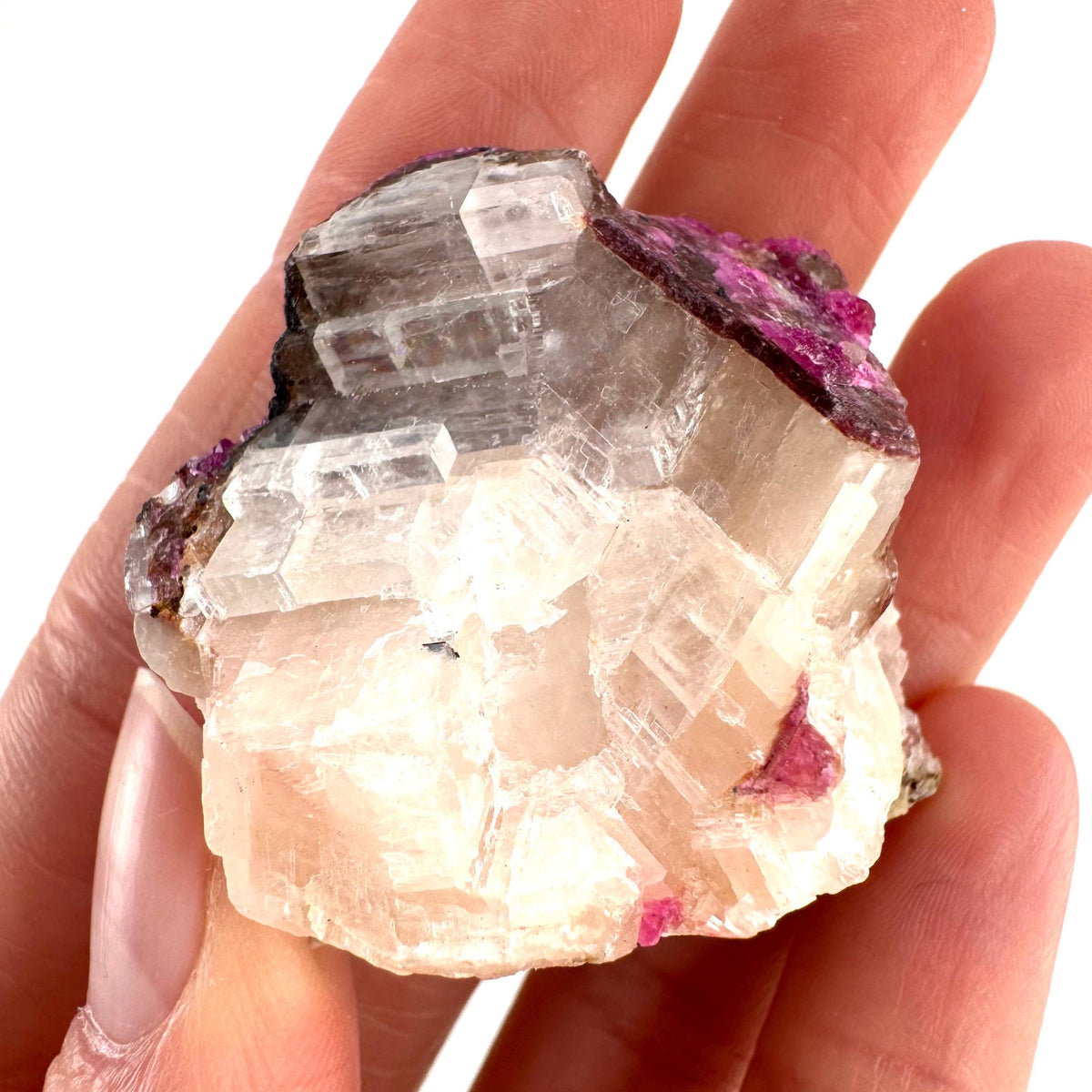 Cobaltoan Calcite | natural pink crystal cluster, mineral specimen