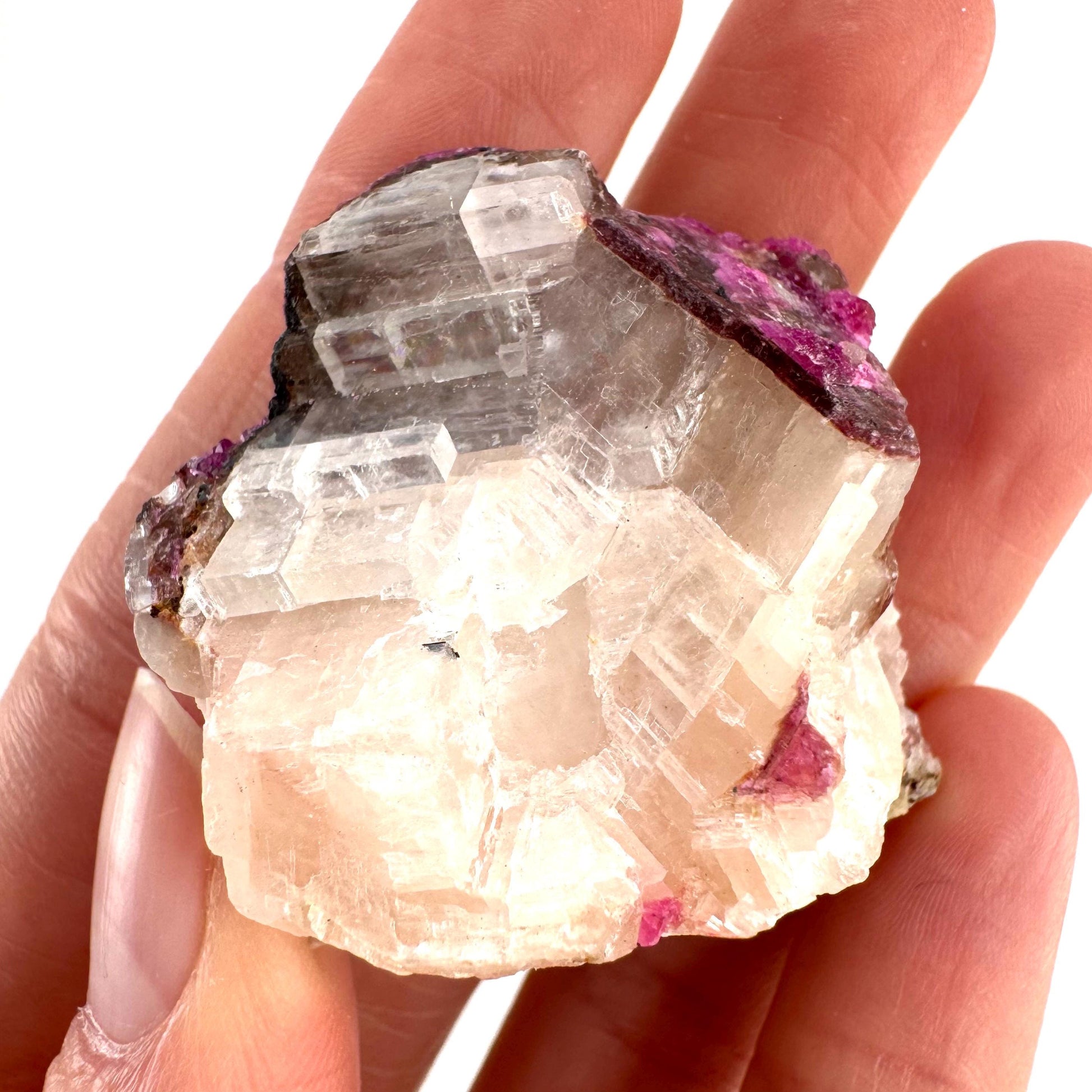 Cobaltoan Calcite | natural pink crystal cluster, mineral specimen