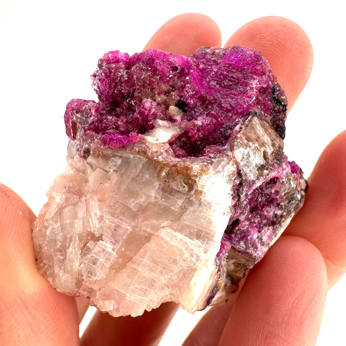Cobaltoan Calcite | natural pink crystal cluster, mineral specimen