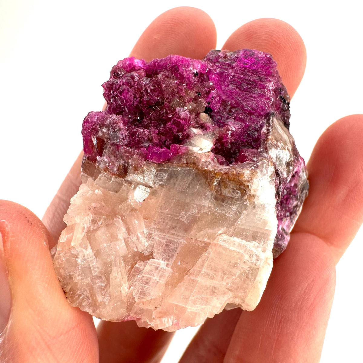 Cobaltoan Calcite | natural pink crystal cluster, mineral specimen