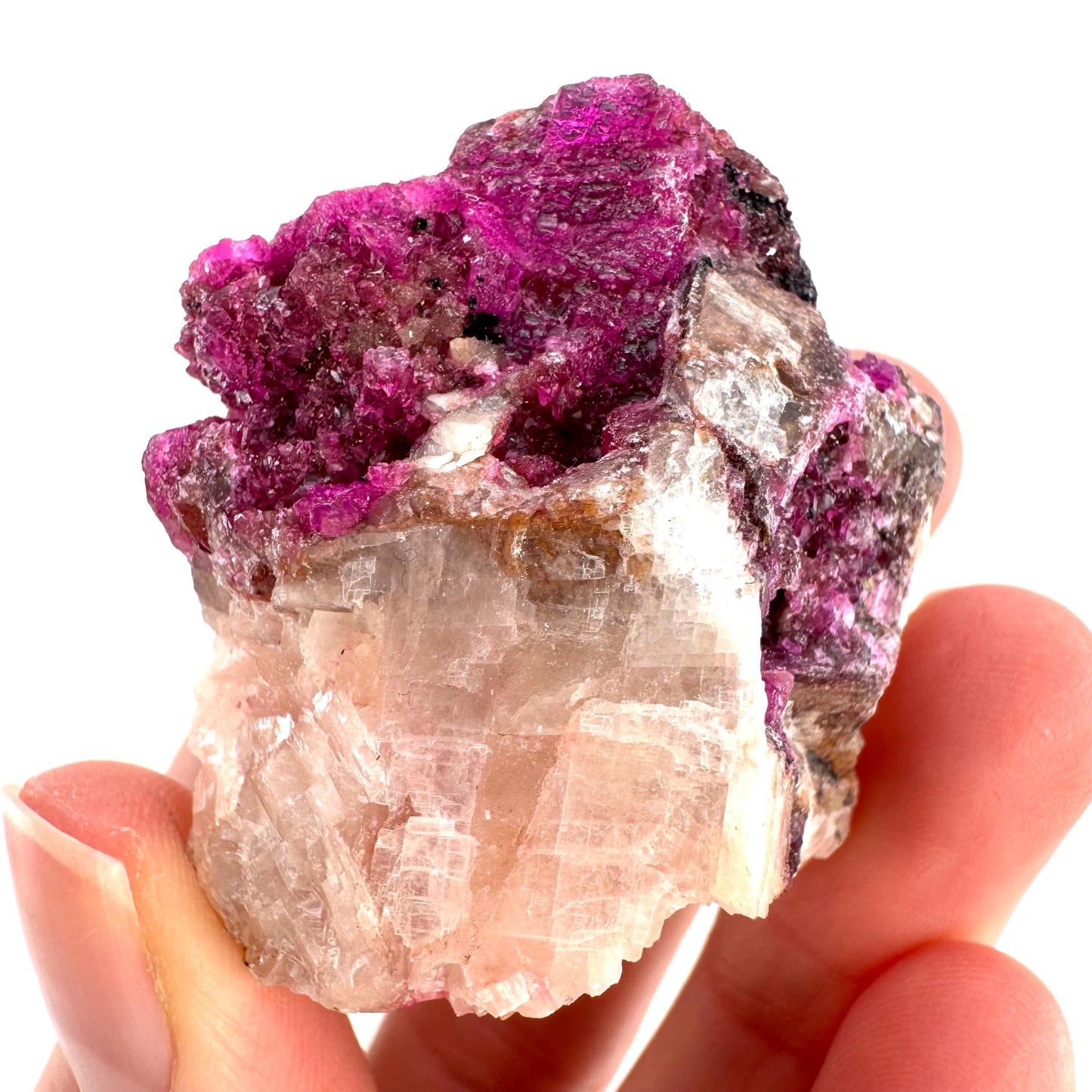 Cobaltoan Calcite | natural pink crystal cluster, mineral specimen