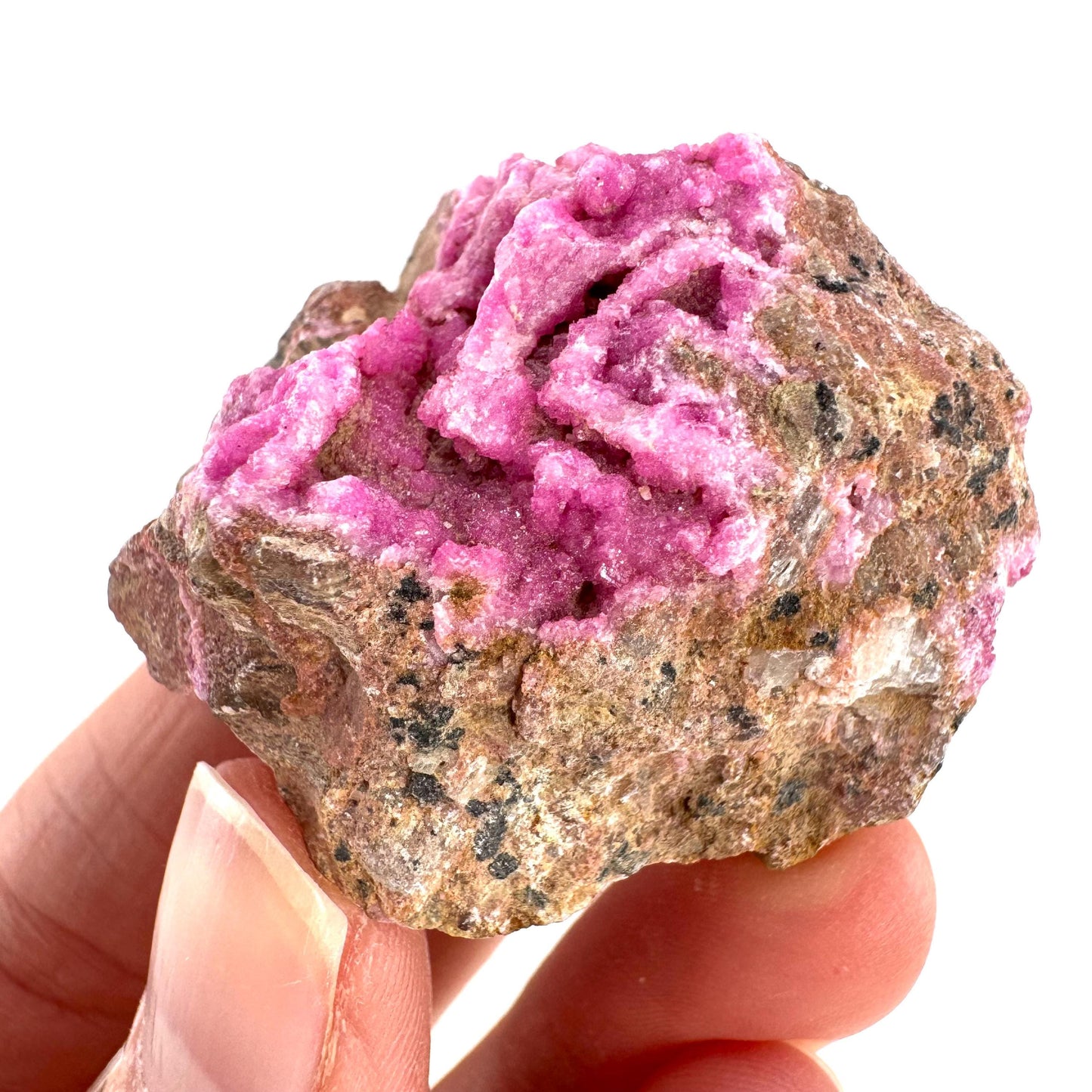 Cobaltoan Calcite | natural pink crystal cluster, mineral specimen