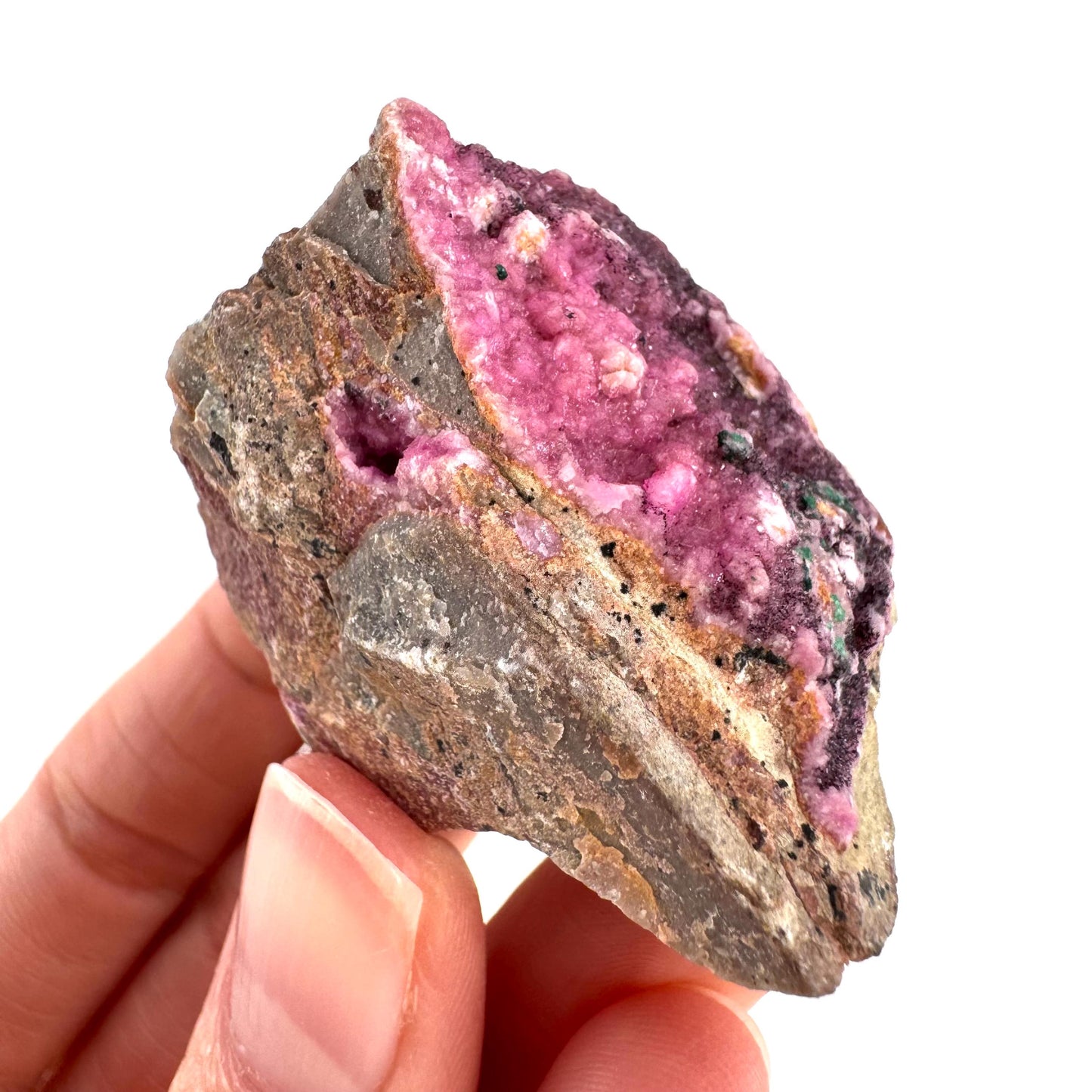 Cobaltoan Calcite | natural pink crystal cluster, mineral specimen
