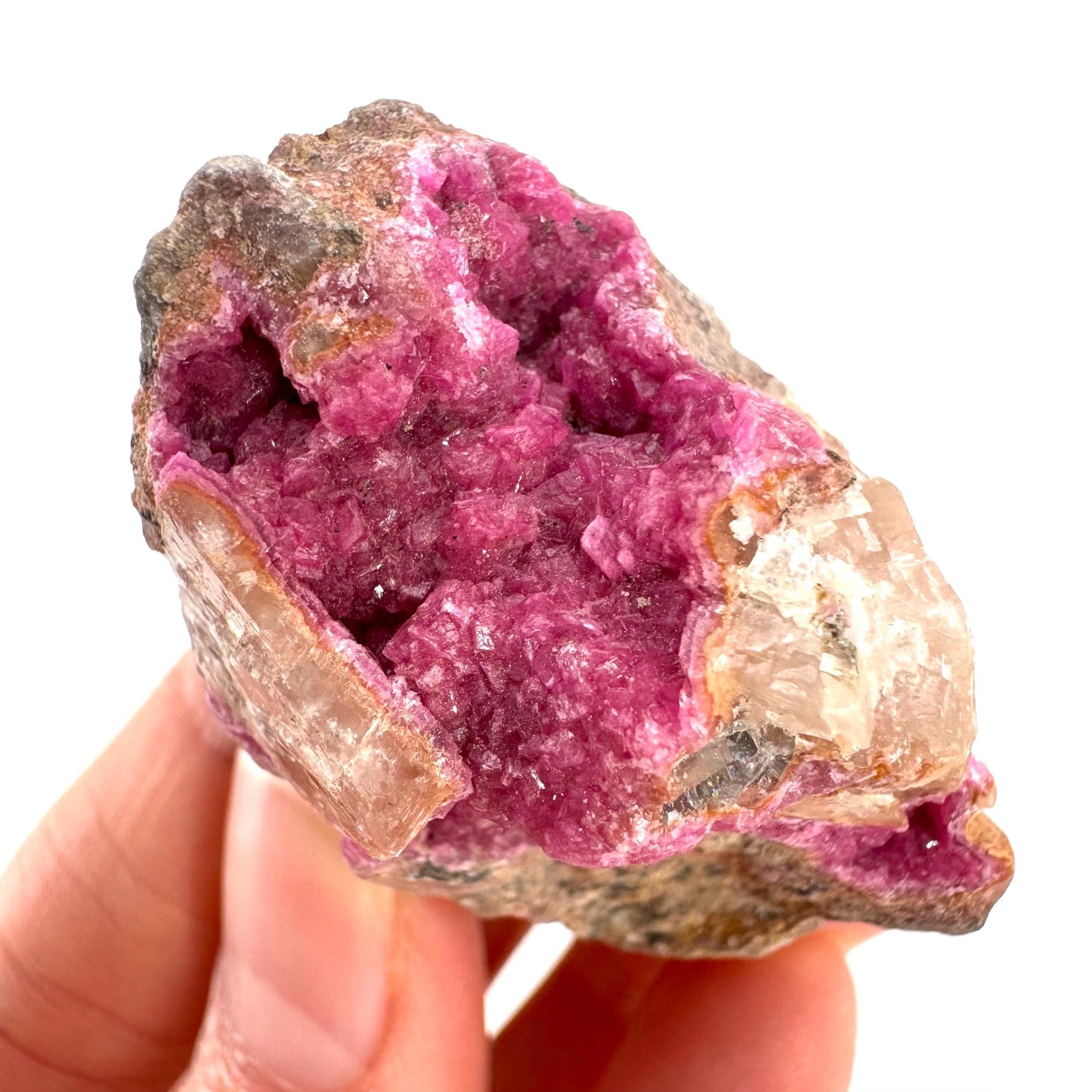 Cobaltoan Calcite | natural pink crystal cluster, mineral specimen