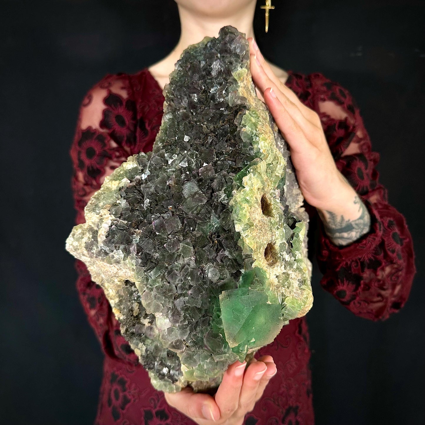 MASSIVE Okorusu Fluorite | raw green crystal cluster, statement display piece