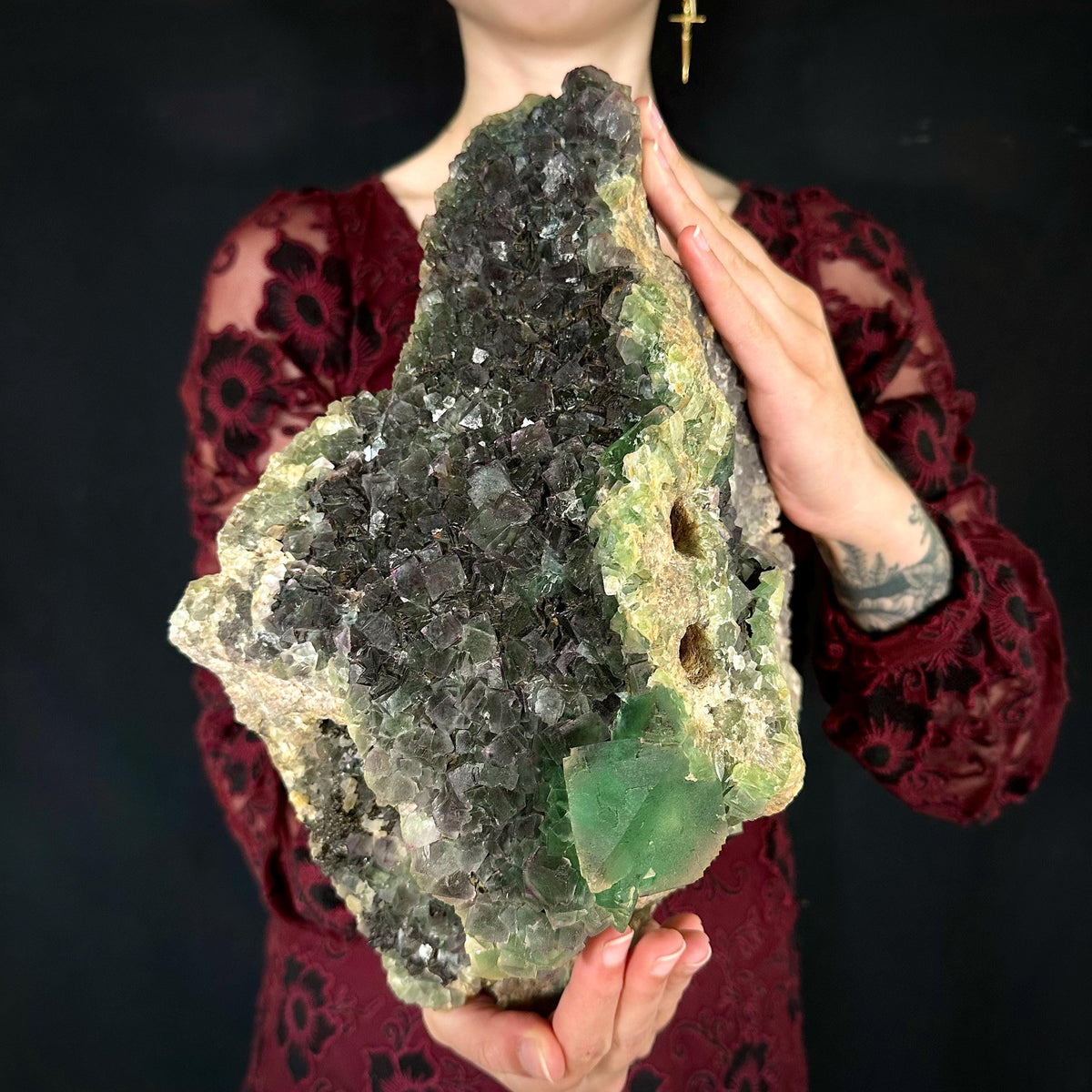 MASSIVE Okorusu Fluorite | raw green crystal cluster, statement display piece