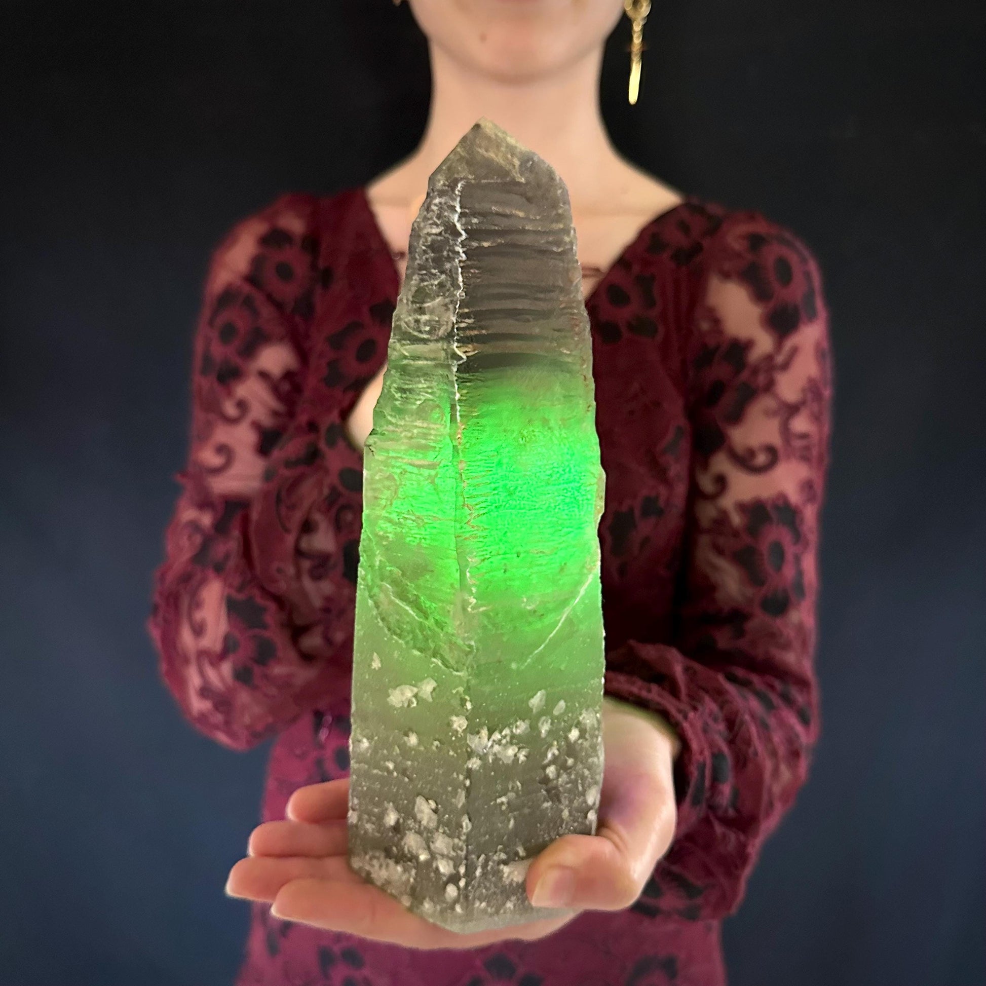 XL Smoky Quartz with Hyalite Opal | Crystal Point from Namibia