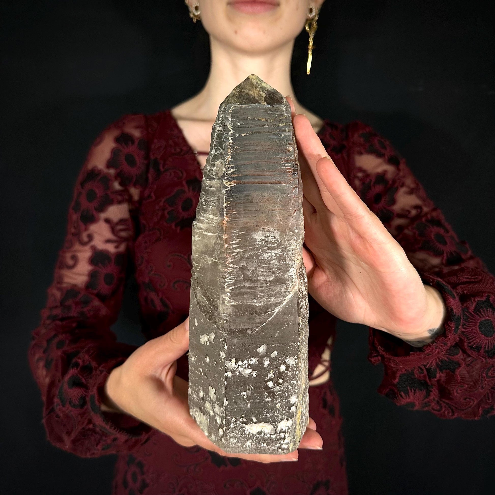 XL Smoky Quartz with Hyalite Opal | Crystal Point from Namibia