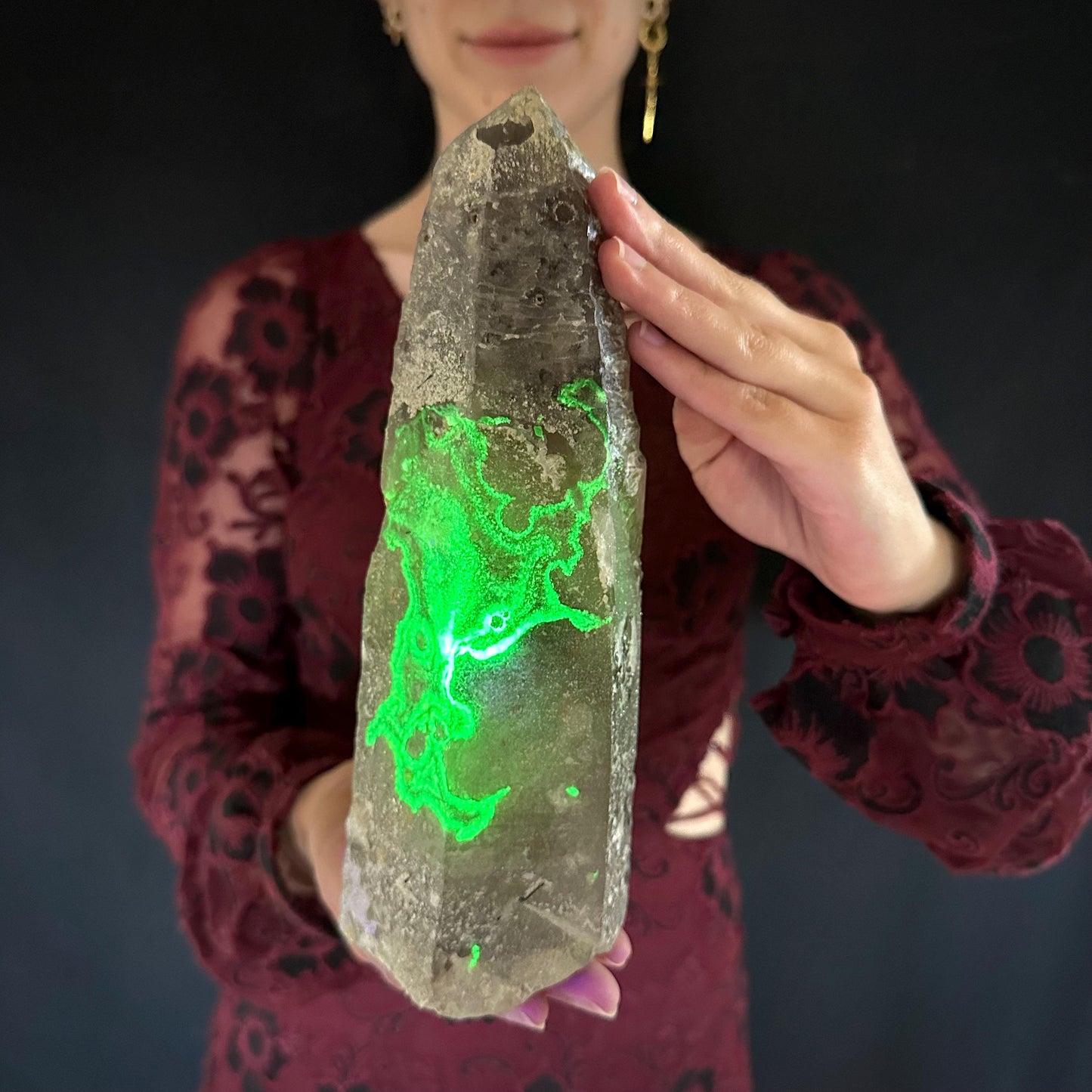 XL Smoky Quartz with Hyalite Opal | Crystal Point from Namibia