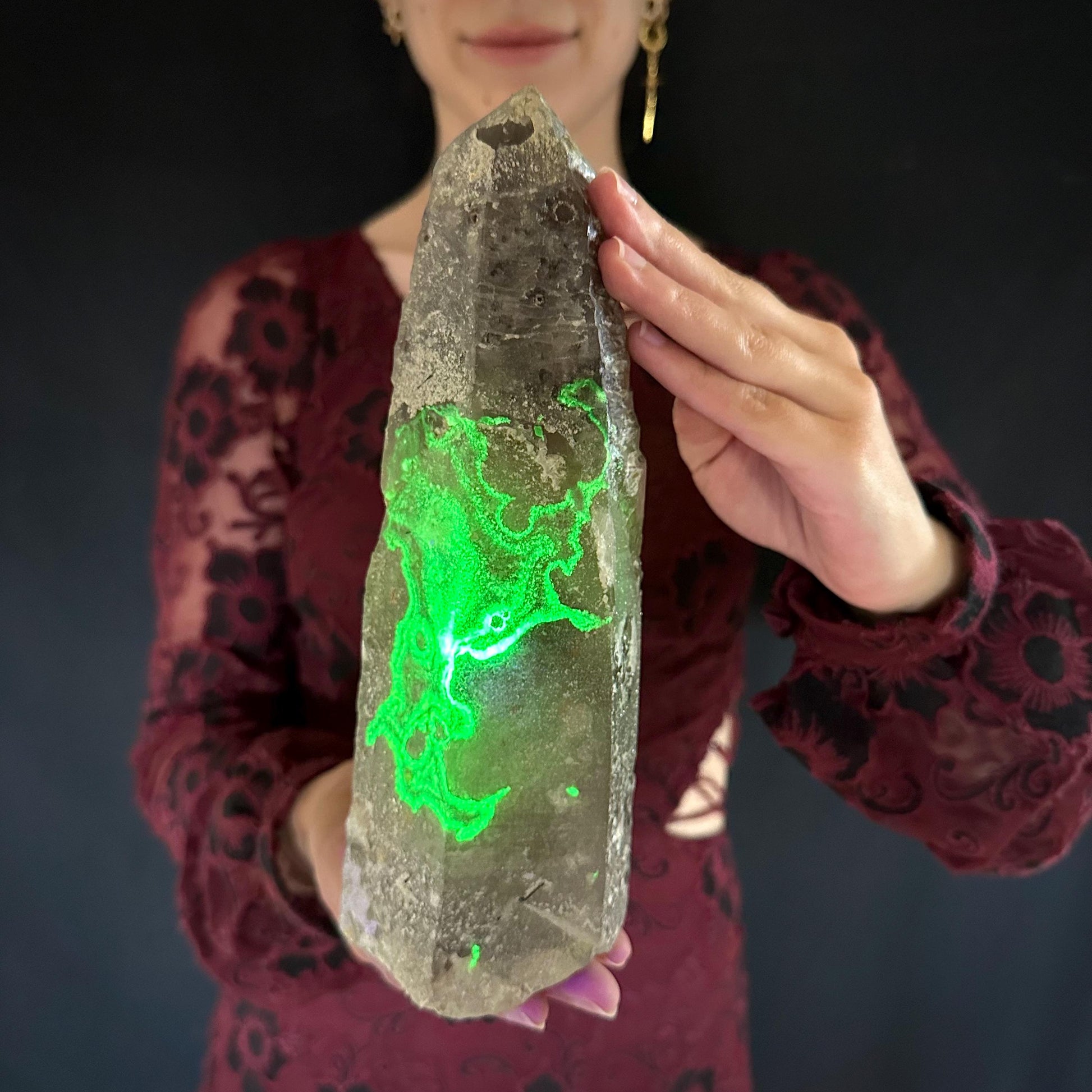 XL Smoky Quartz with Hyalite Opal | Crystal Point from Namibia