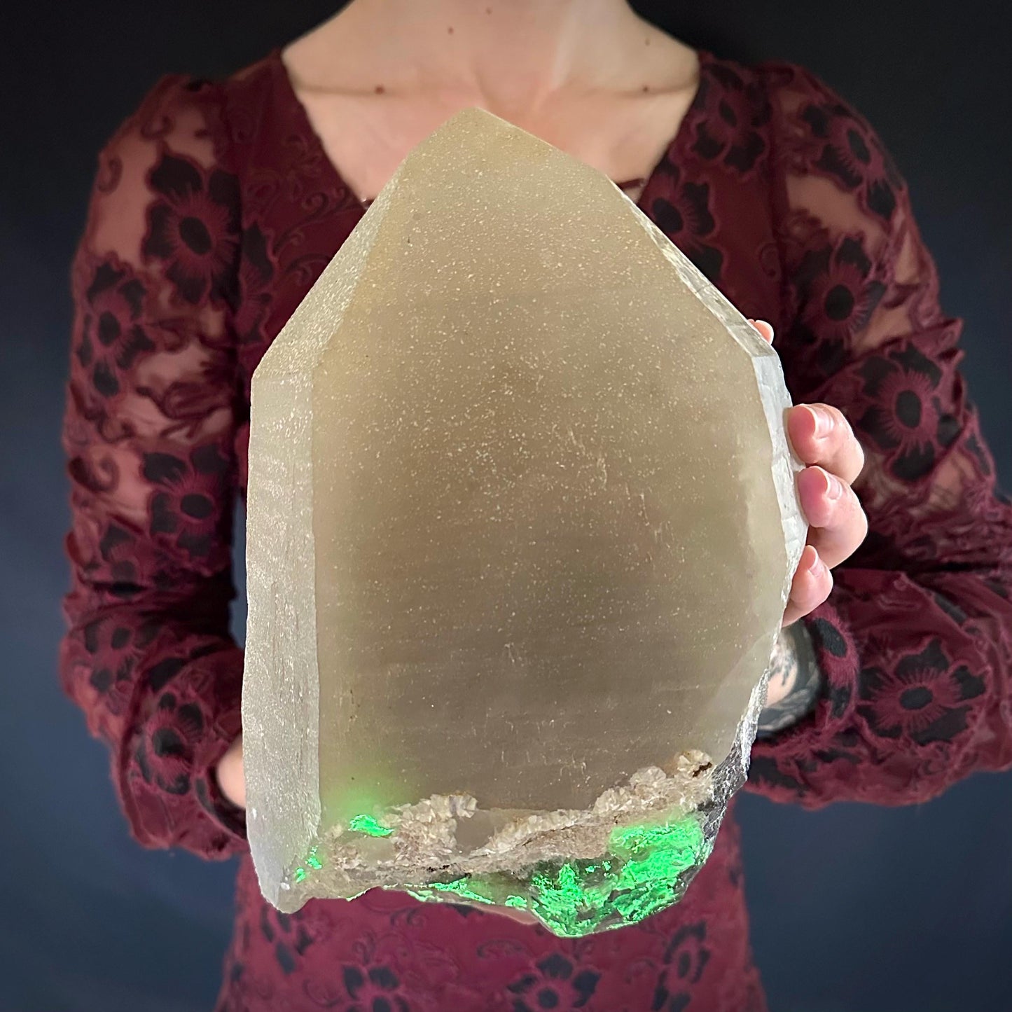 MASSIVE Smoky Quartz with Hyalite Opal | Crystal Point from Namibia