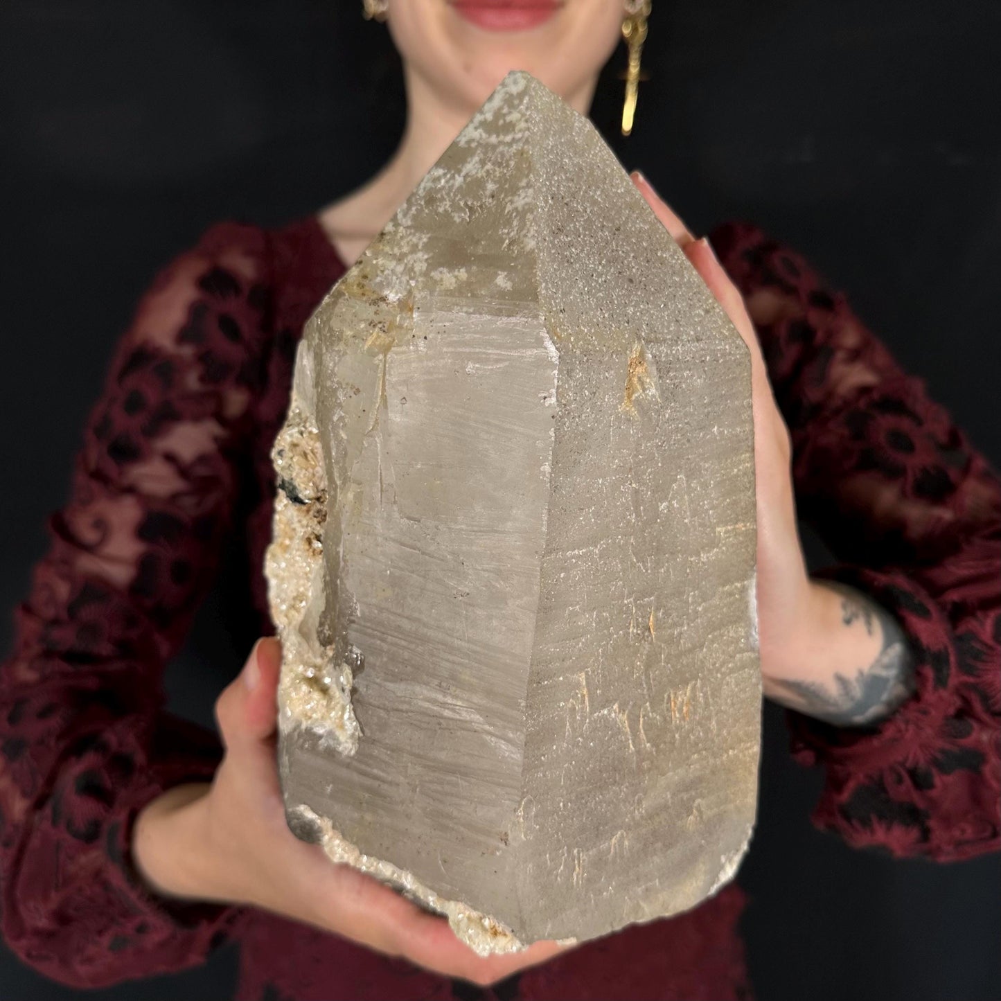 MASSIVE Smoky Quartz with Hyalite Opal | Crystal Point from Namibia