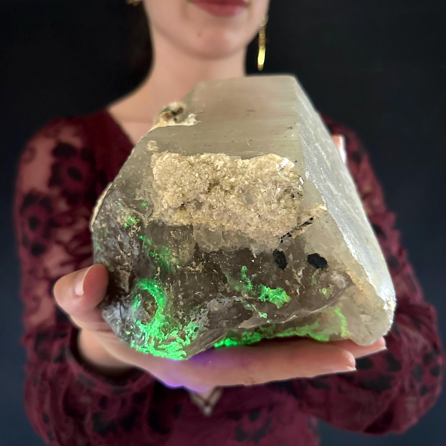 MASSIVE Smoky Quartz with Hyalite Opal | Crystal Point from Namibia