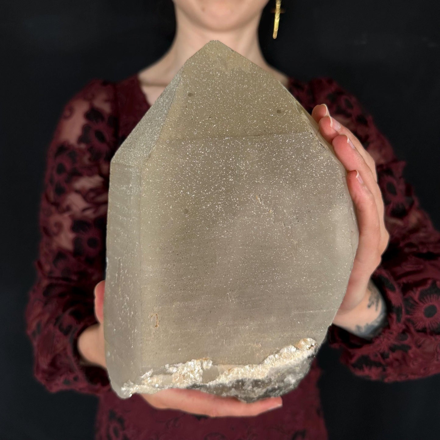 MASSIVE Smoky Quartz with Hyalite Opal | Crystal Point from Namibia