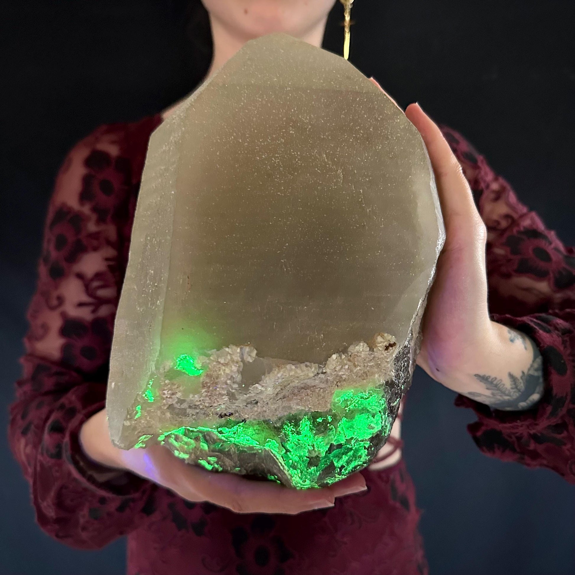 MASSIVE Smoky Quartz with Hyalite Opal | Crystal Point from Namibia