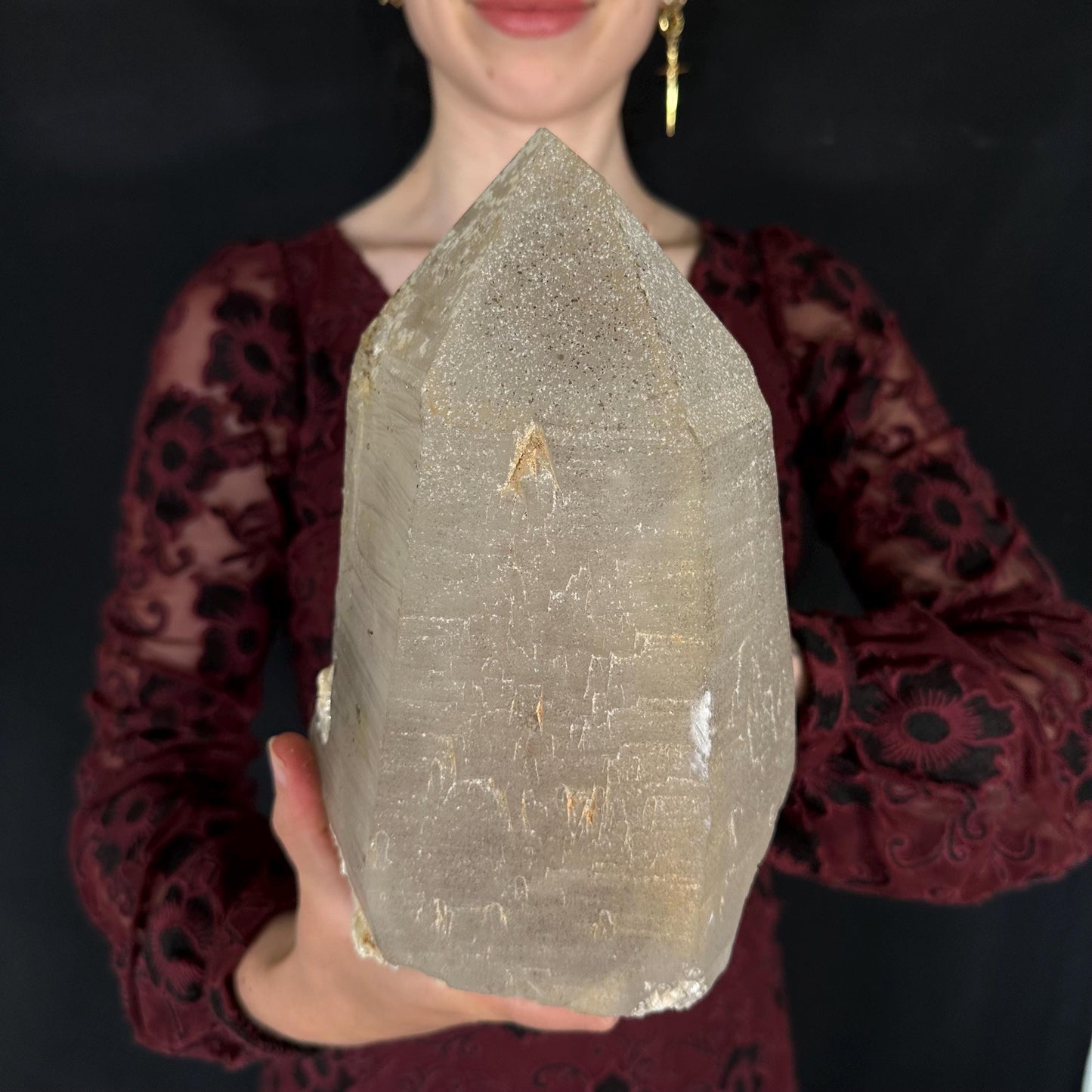 MASSIVE Smoky Quartz with Hyalite Opal | Crystal Point from Namibia