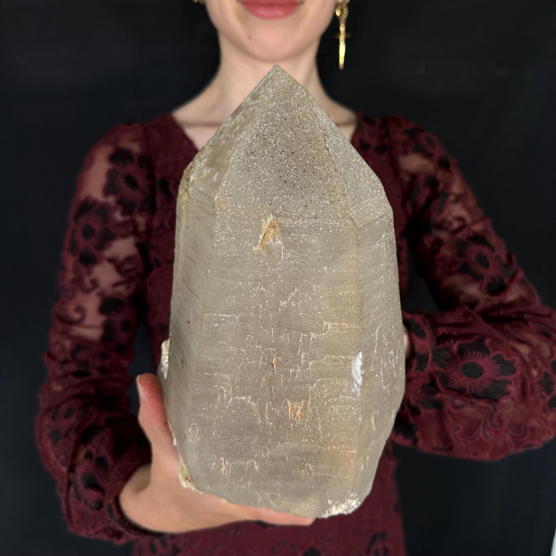 MASSIVE Smoky Quartz with Hyalite Opal | Crystal Point from Namibia