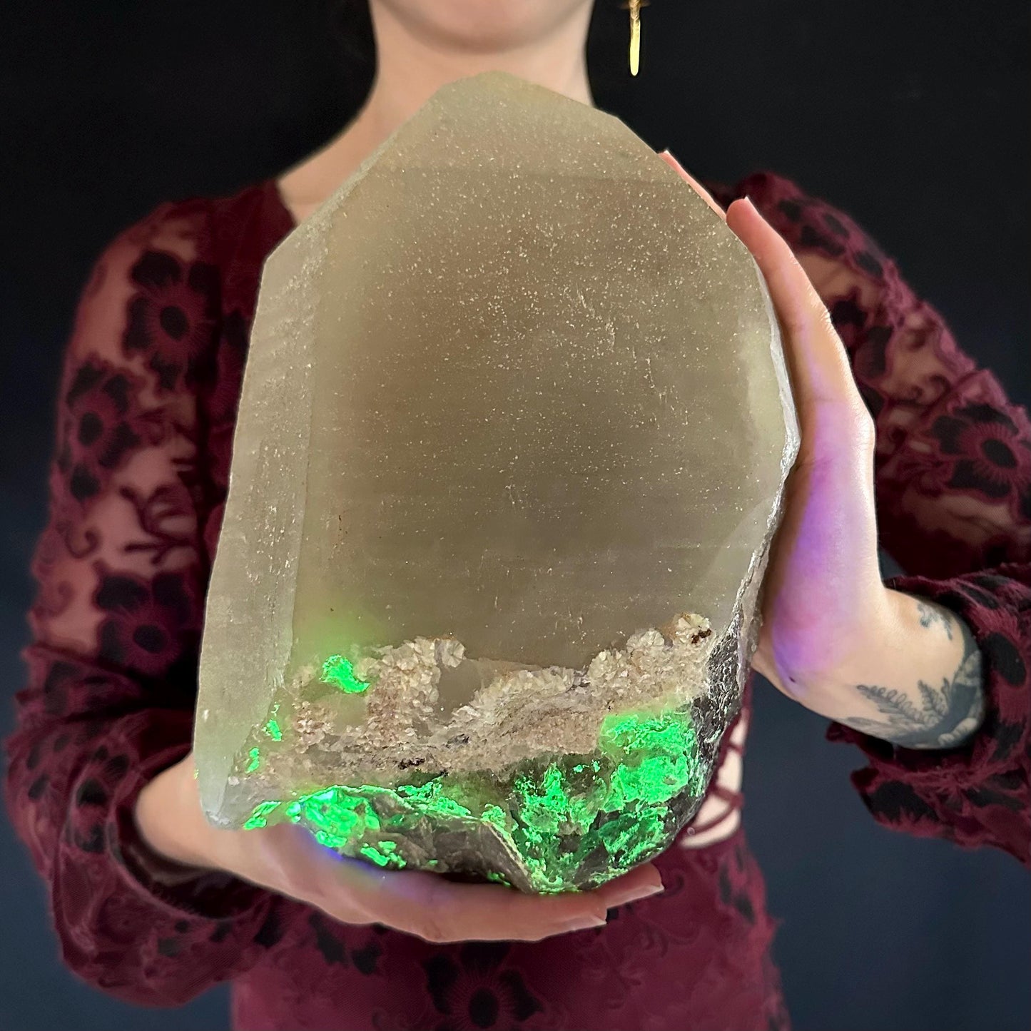 MASSIVE Smoky Quartz with Hyalite Opal | Crystal Point from Namibia