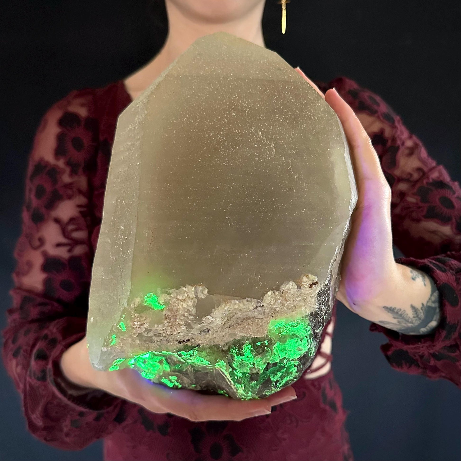 MASSIVE Smoky Quartz with Hyalite Opal | Crystal Point from Namibia