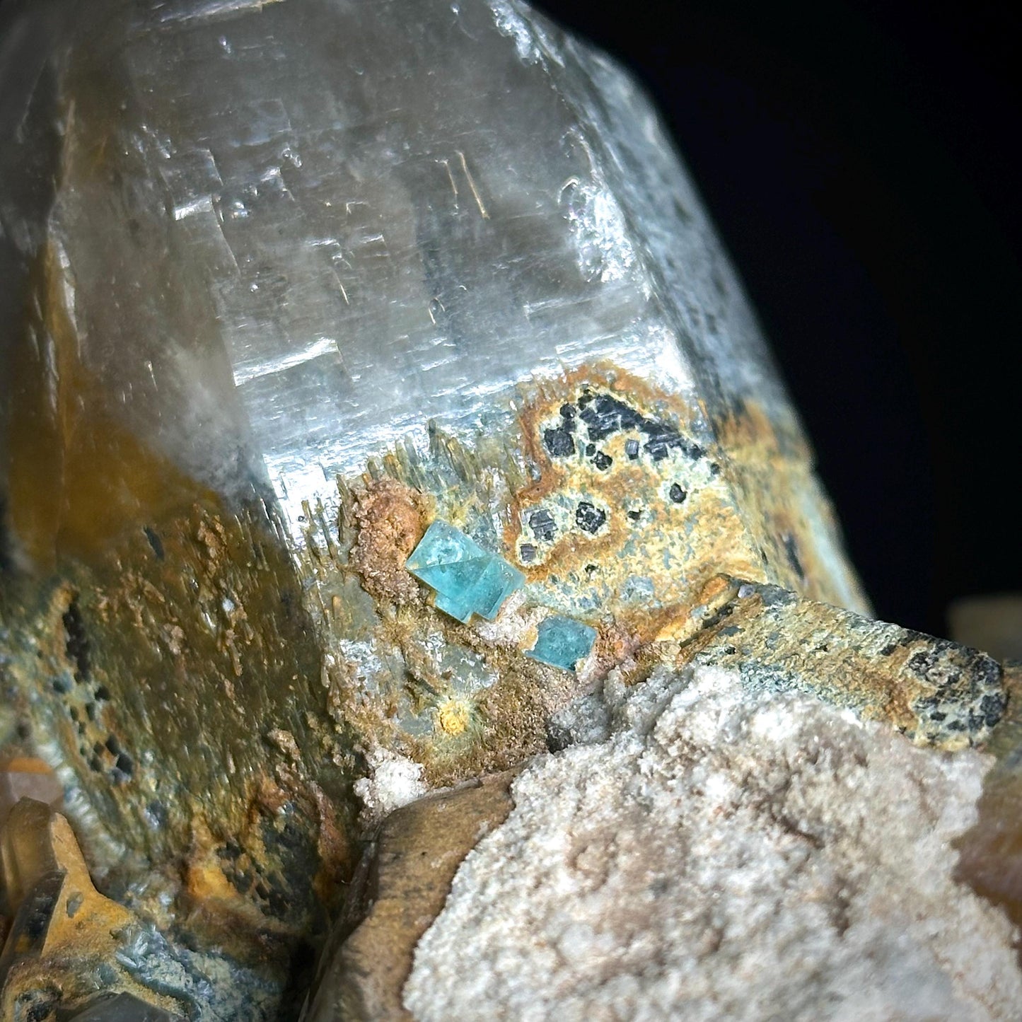 MASSIVE Smoky Quartz with Fluorite, Hyalite Opal, Foitite, & Feldspar | Crystal Cluster from Namibia