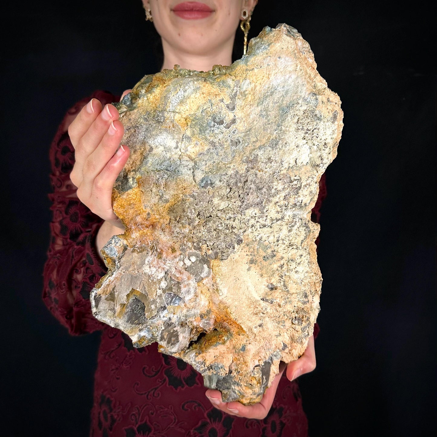 MASSIVE Smoky Quartz with Fluorite, Hyalite Opal, Foitite, & Feldspar | Crystal Cluster from Namibia