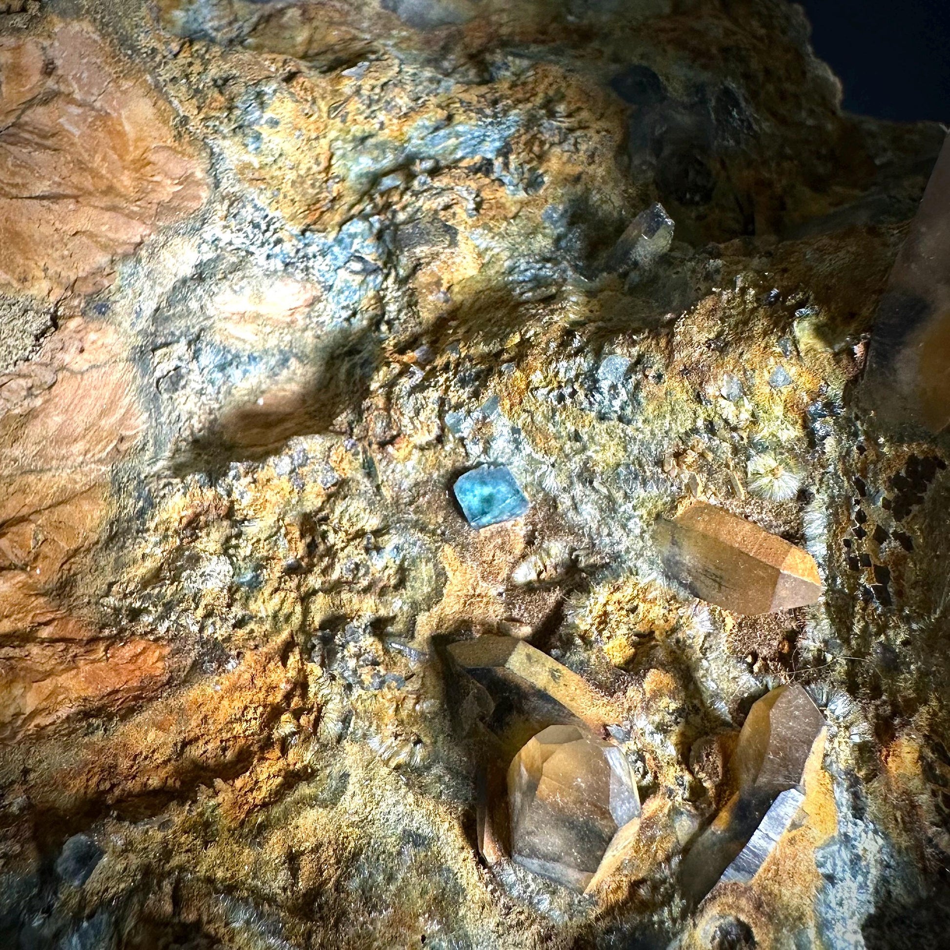 MASSIVE Smoky Quartz with Fluorite, Hyalite Opal, Foitite, & Feldspar | Crystal Cluster from Namibia