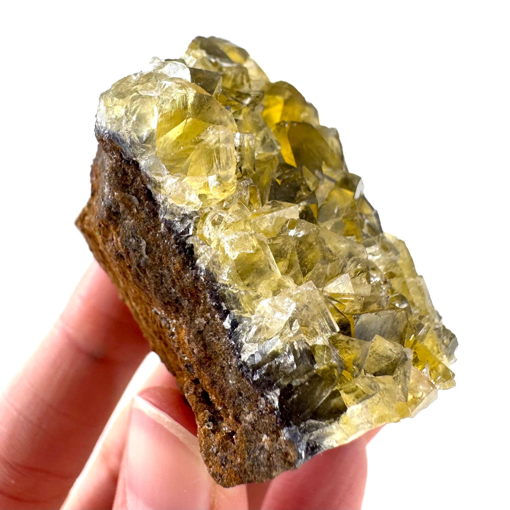 Okorusu Fluorite | “Honey Pocket” yellow crystal cluster, mineral specimen from Namibia