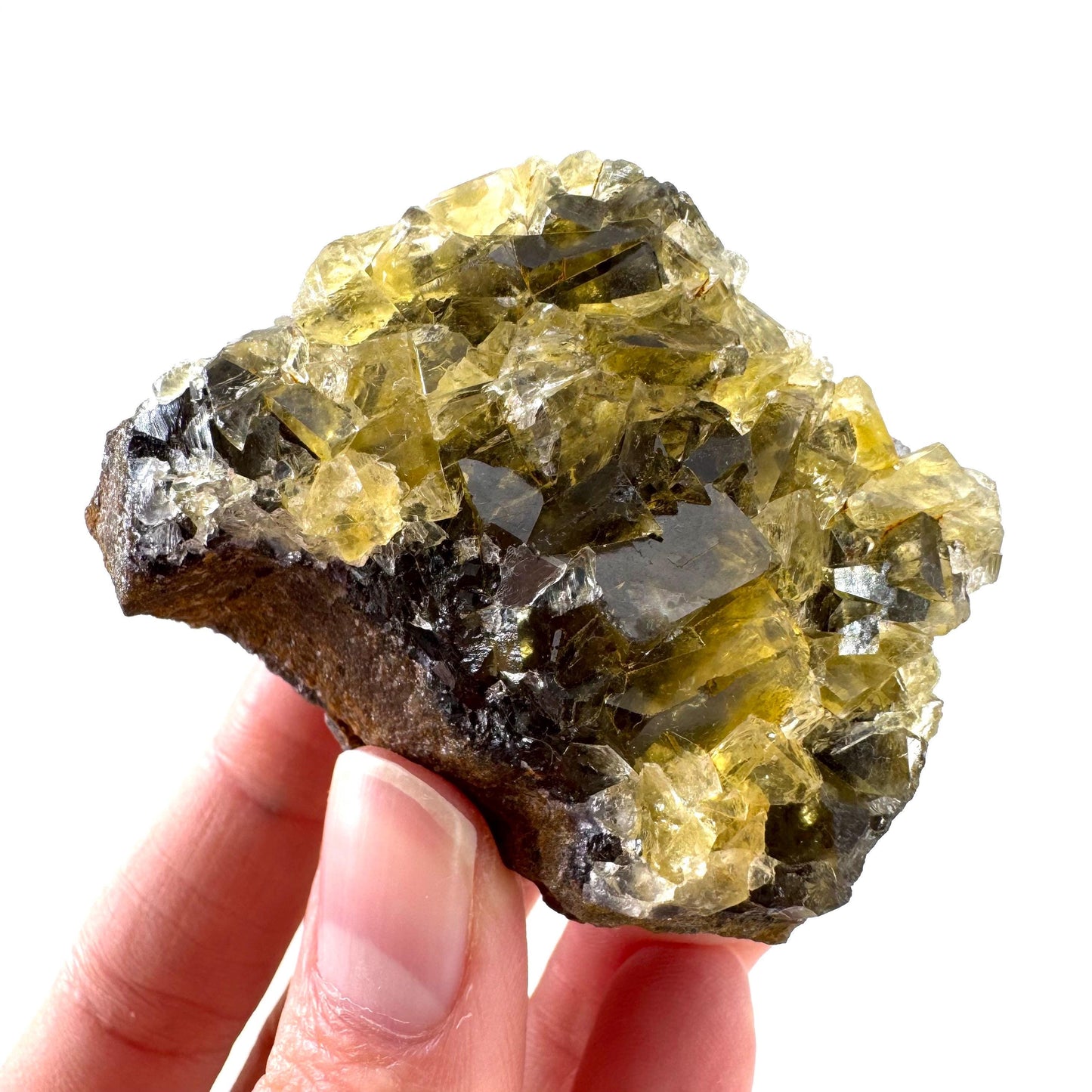 Okorusu Fluorite | “Honey Pocket” yellow crystal cluster, mineral specimen from Namibia