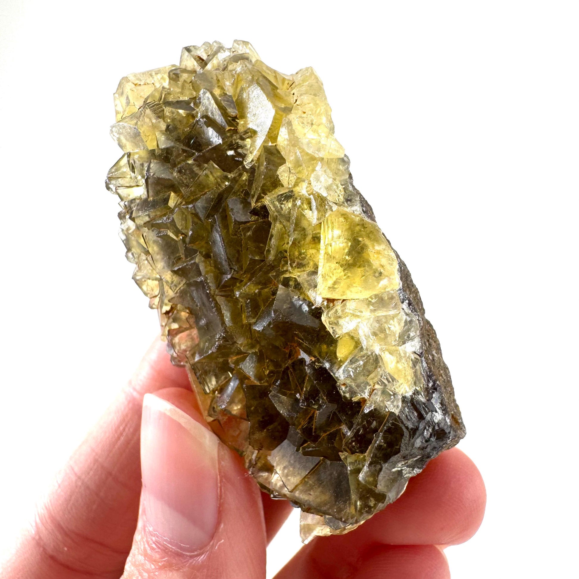 Okorusu Fluorite | “Honey Pocket” yellow crystal cluster, mineral specimen from Namibia
