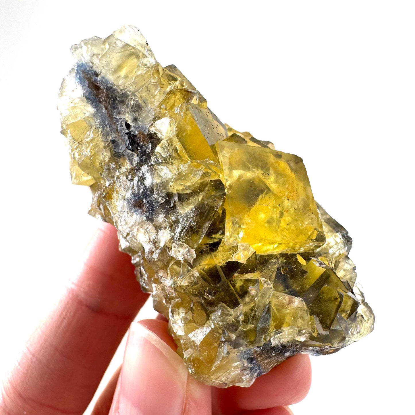 Okorusu Fluorite | “Honey Pocket” yellow crystal cluster, mineral specimen from Namibia