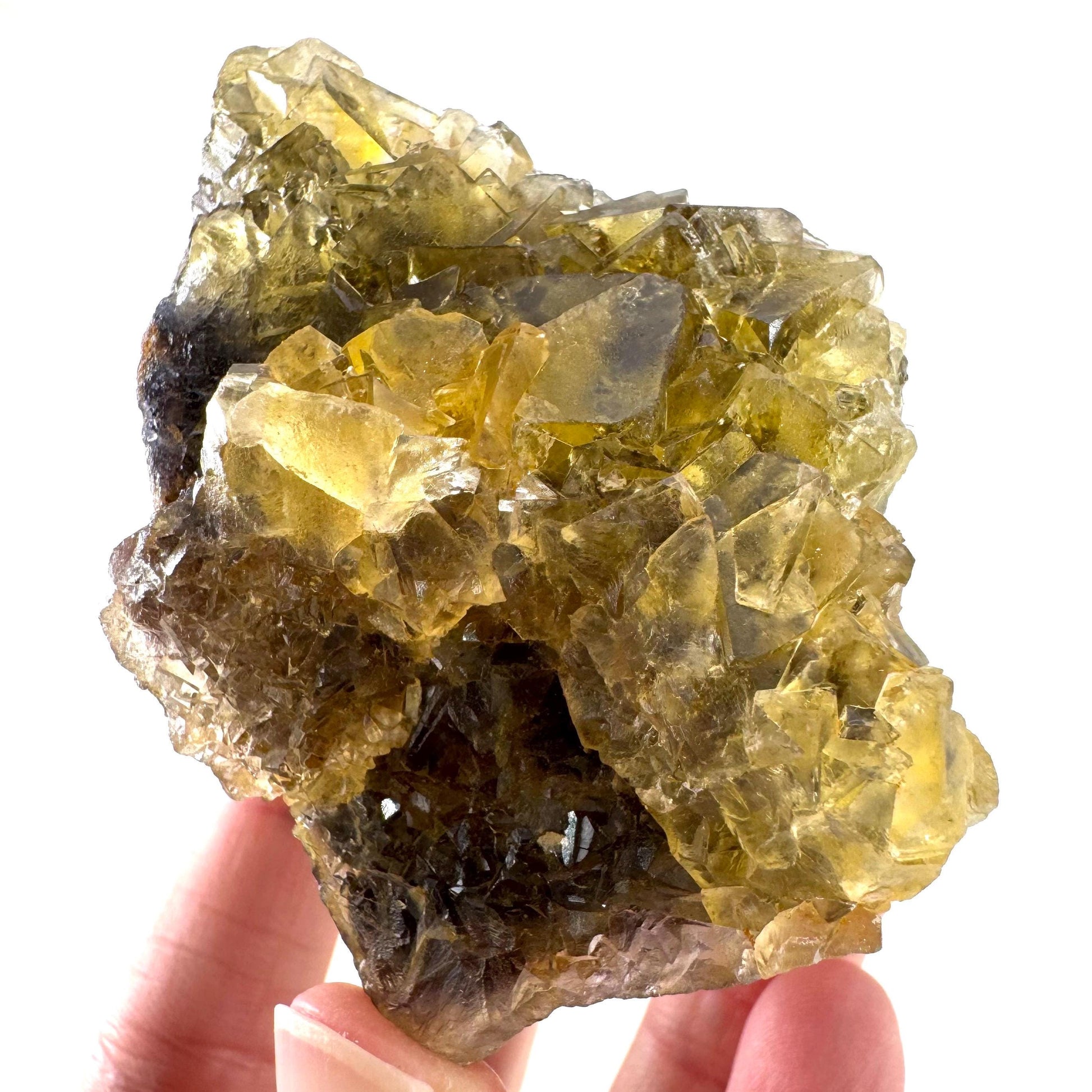 Okorusu Fluorite | “Honey Pocket” yellow crystal cluster, mineral specimen from Namibia